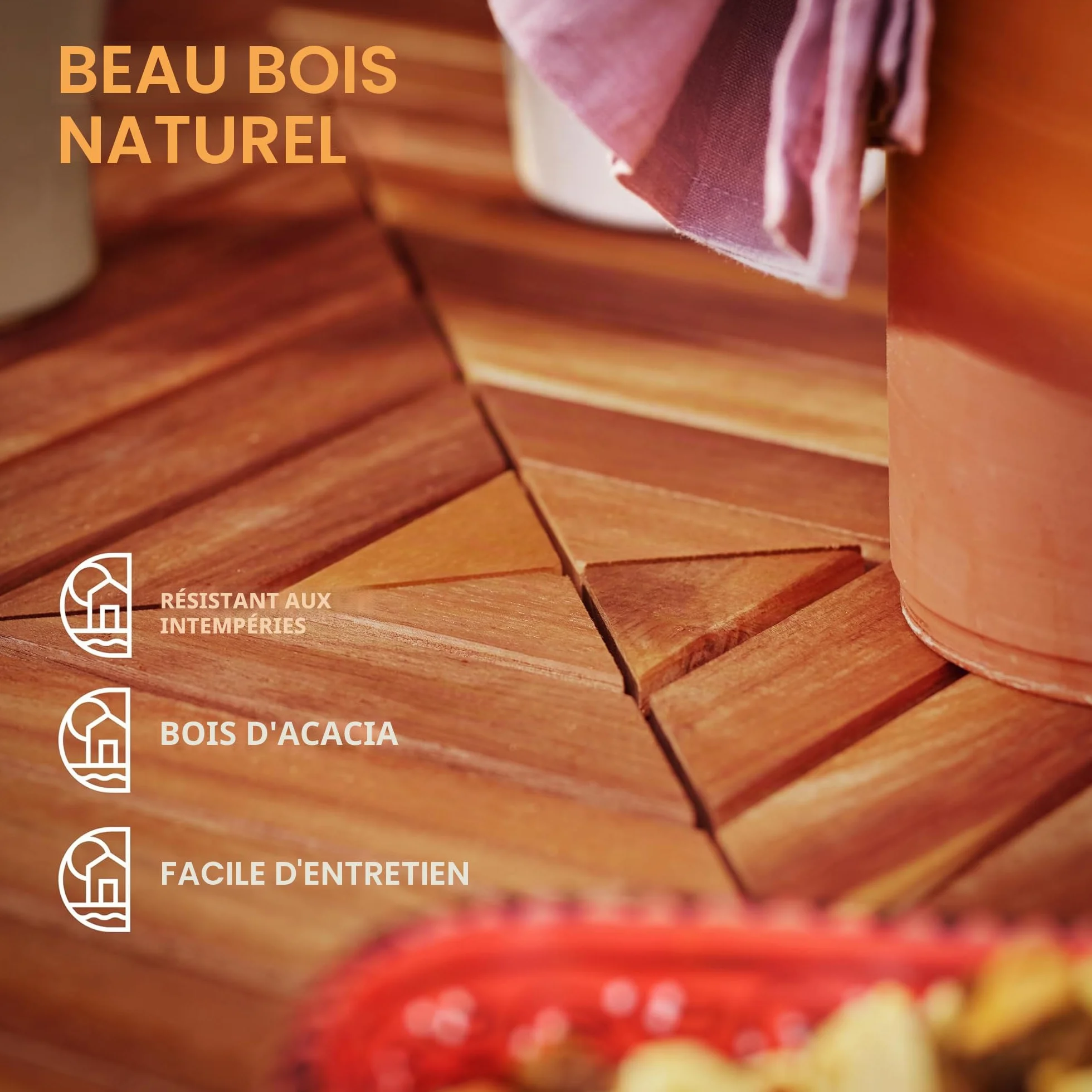 Casaria Table Haute avec 2 tabourets Ensemble de Bar en Bois d'acacia Mange Debout intérieur extérieur