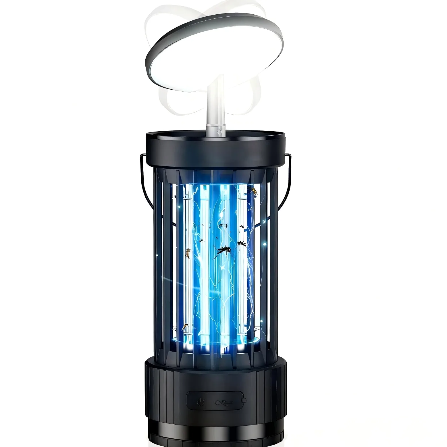 Lampe Anti Moustiques USB-C Extensible, Élimination Physique | Matériau ABS, Recharge USB C, Sans Produit Chimique, Pour Randonnée Balcon Camping