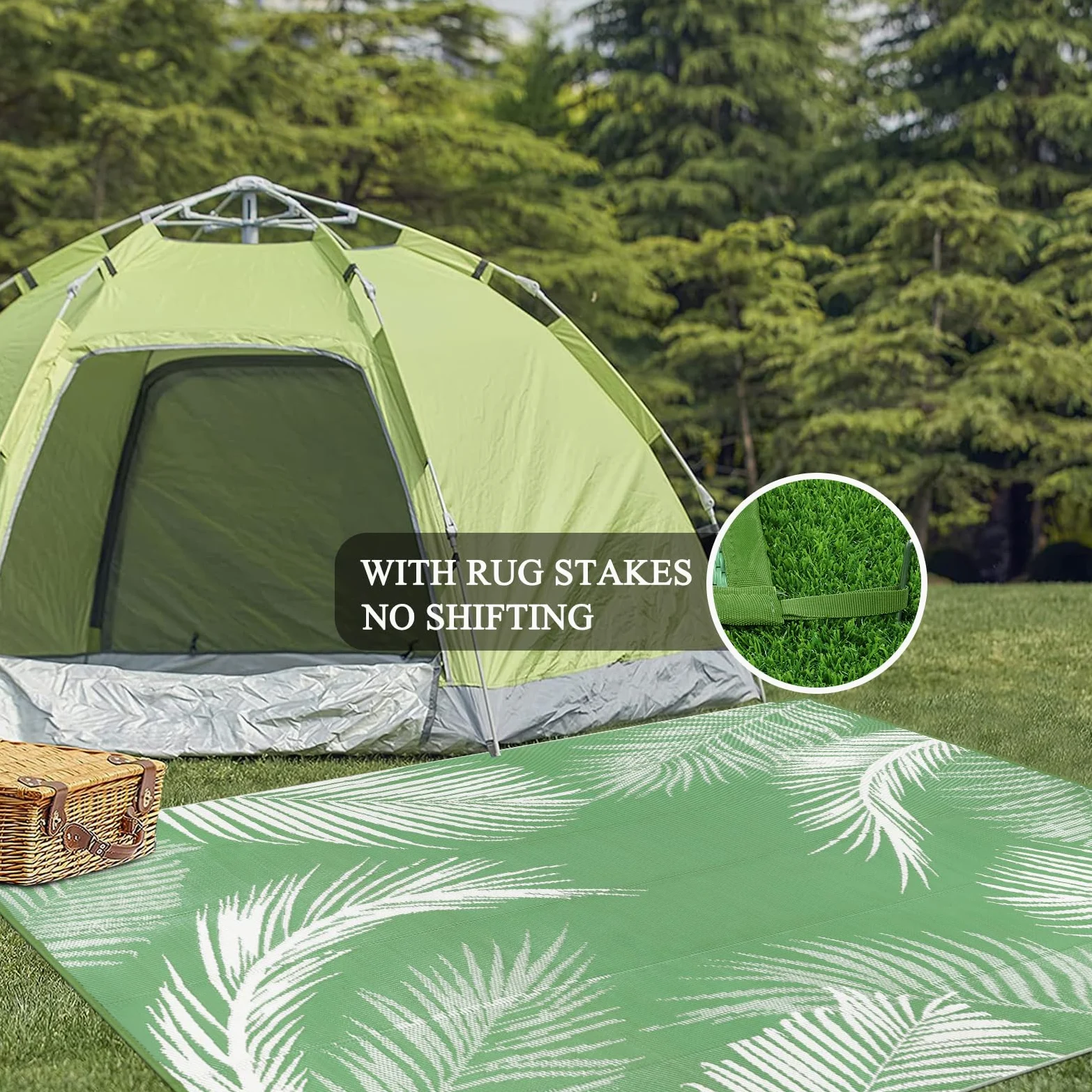Pauwer Tapis d'extérieur imperméable réversible en paille de plastique, tapis d'extérieur pour patio, camping-car, pique-nique, jardin, terrasse, balcon, porche - 1,8 x 2,7 m