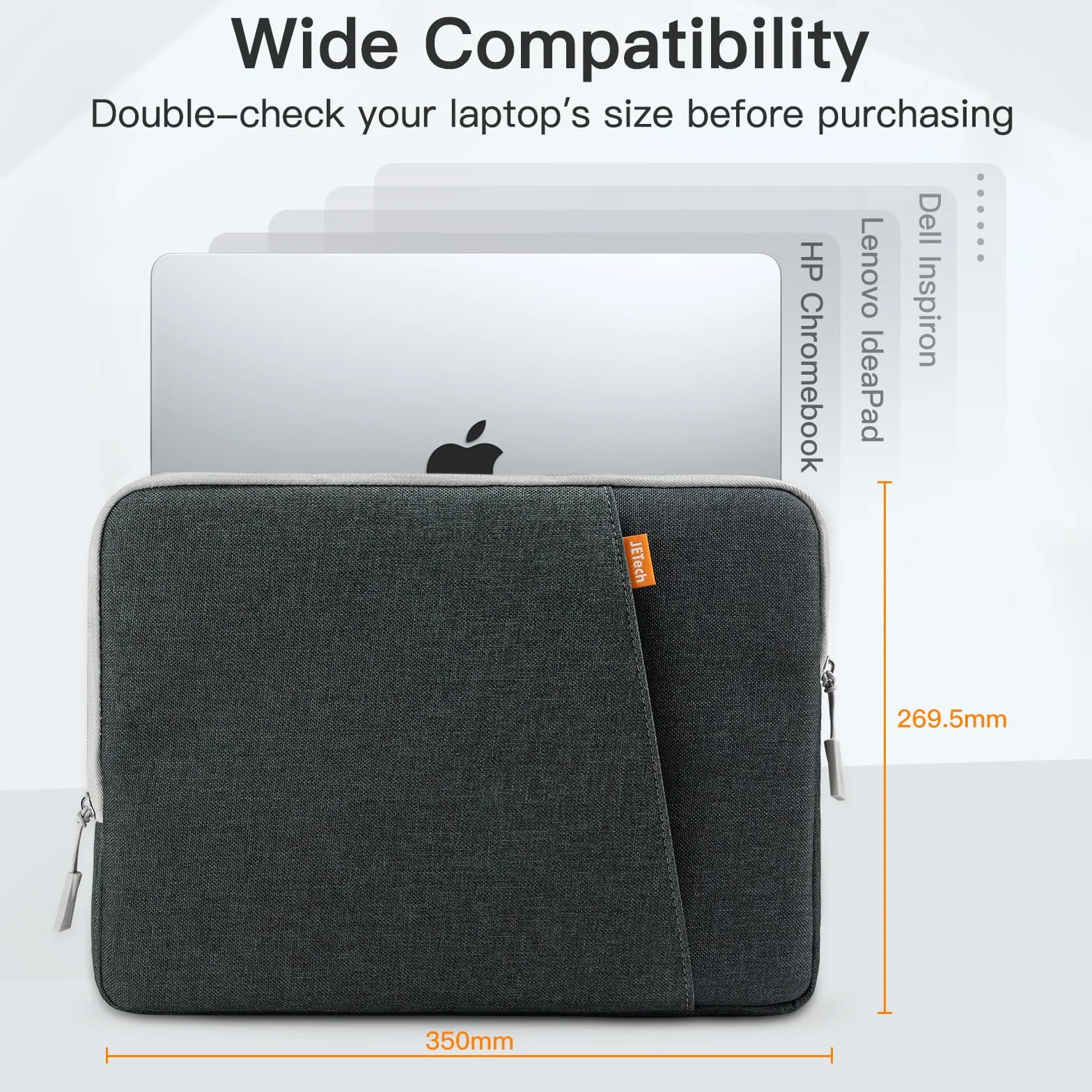 JETech Housse Ordinateur Portable MacBook Neo A18 Pro 14 Pouces MacBook Air Pro M1-M5 2021-2026 Étui Sacoche Étanche Gris Foncé