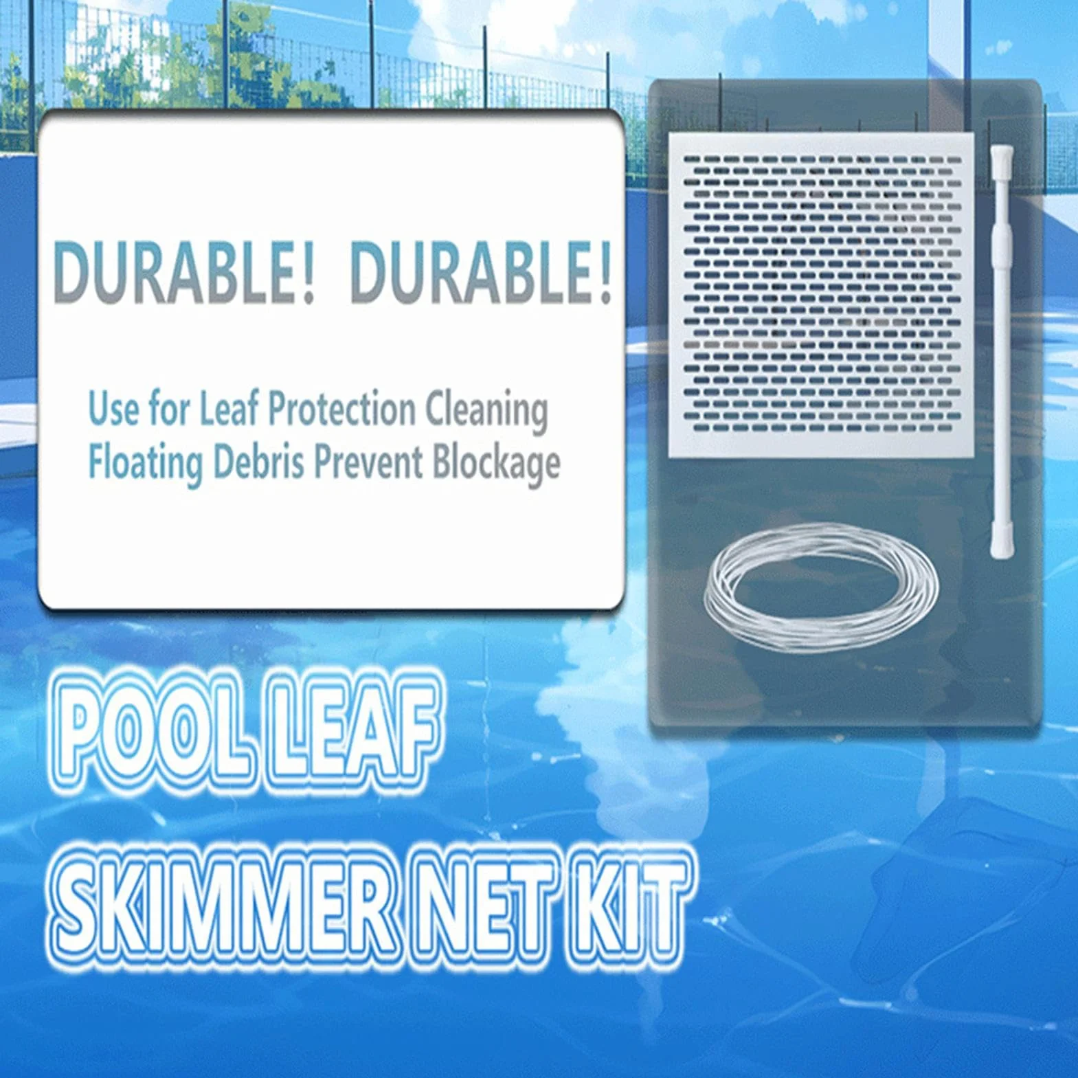 Grille de Protection pour Skimmer de Piscine Anti-Feuilles Toile Maillée Renforcée Écran Nettoyage Spa Étang
