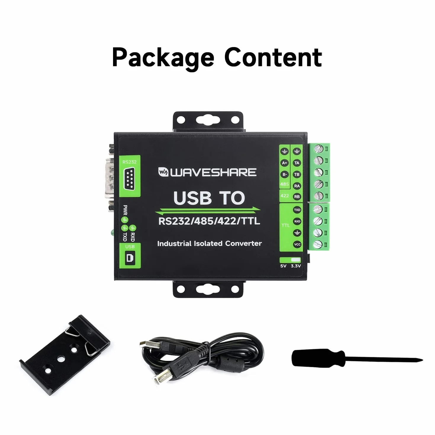 Waveshare FT232RNL USB to RS232/485/422/TTL Interface Converter Industrial Isolation