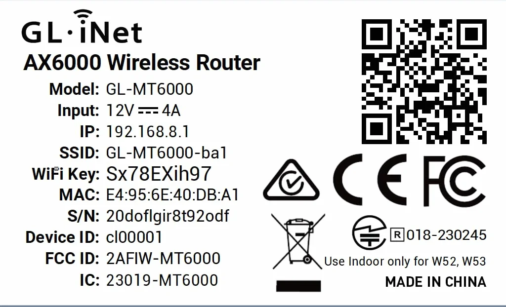 GL.iNet GL-MT6000 Routeur WiFi 6 Flint 2 2.5G Multi-Gig 4 Ports Ethernet 1G 802.11ax OpenVPN WireGuard