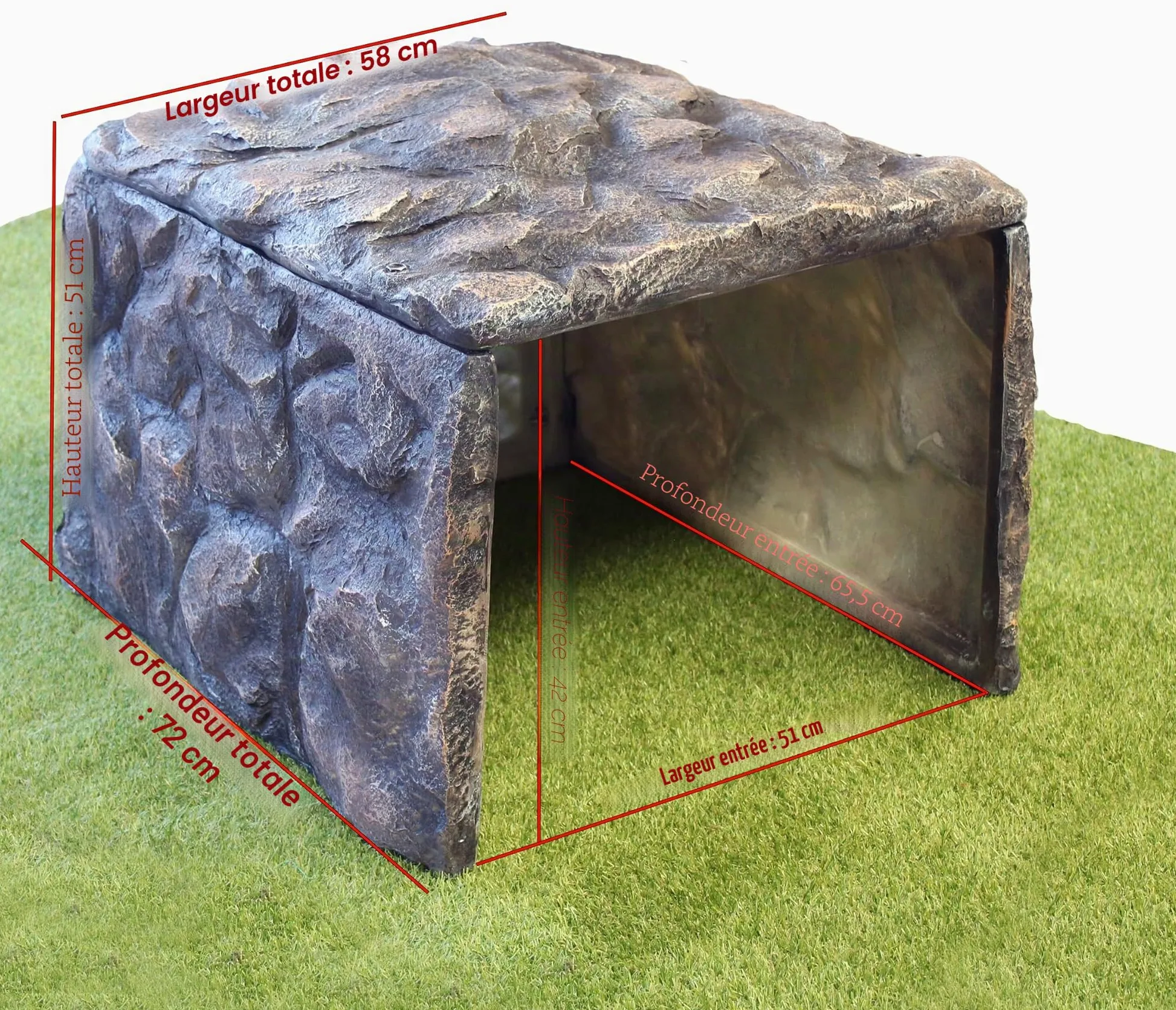 Garage pour robot tondeuse, aspect pierre, auvent, design pour garage, rochers, 58 x 72 x 51 cm, polyrésine, gris, rochers de jardin