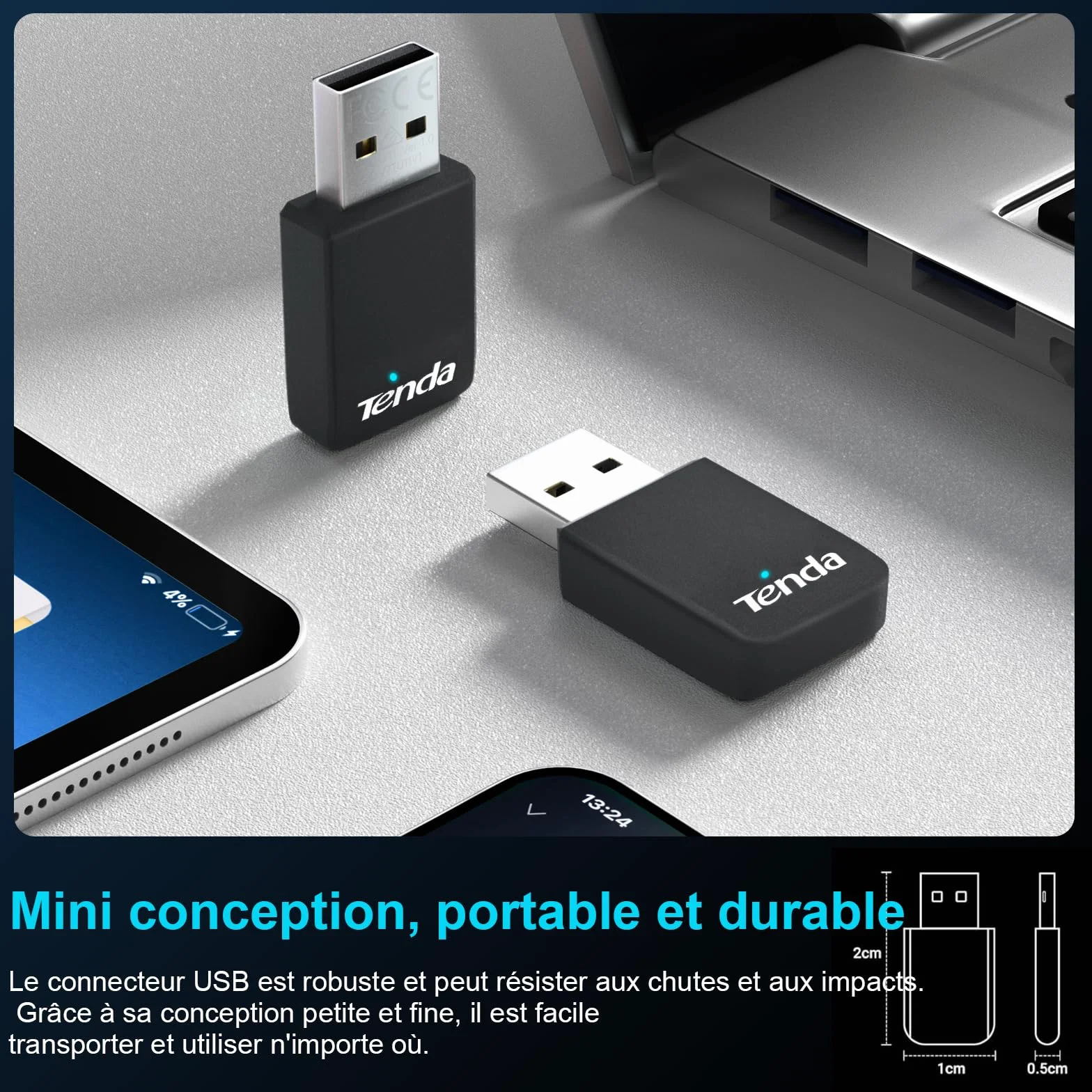 Tenda Clé WiFi AX900 Adaptateur USB Double Bande 5G/2.4G MU-MIMO U11