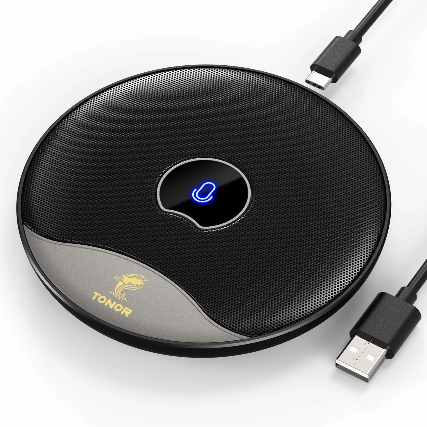 TONOR Microphone USB de Conférence, Micro à Condensateur Omnidirectionnel avec Bouton Muet pour PC, Plug and Play (TM20)