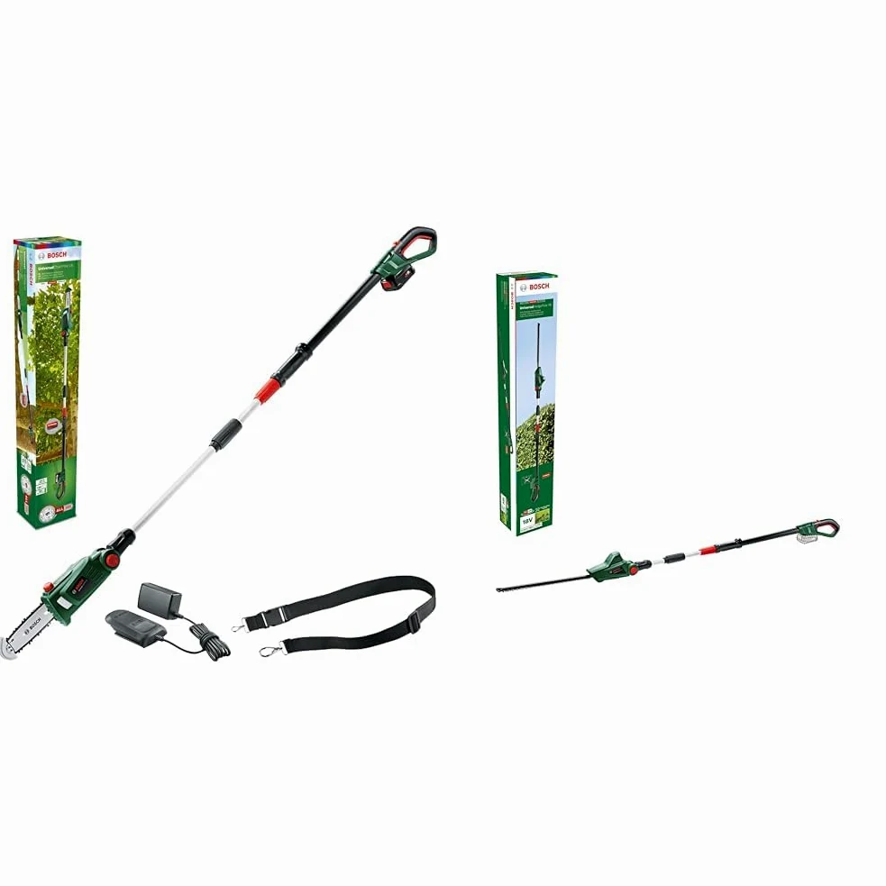 Elagueuse sur perche sans fil Bosch - UniversalChainPole 18 & Bosch taille-haies télescopique sans fil UniversalHedgePole 18