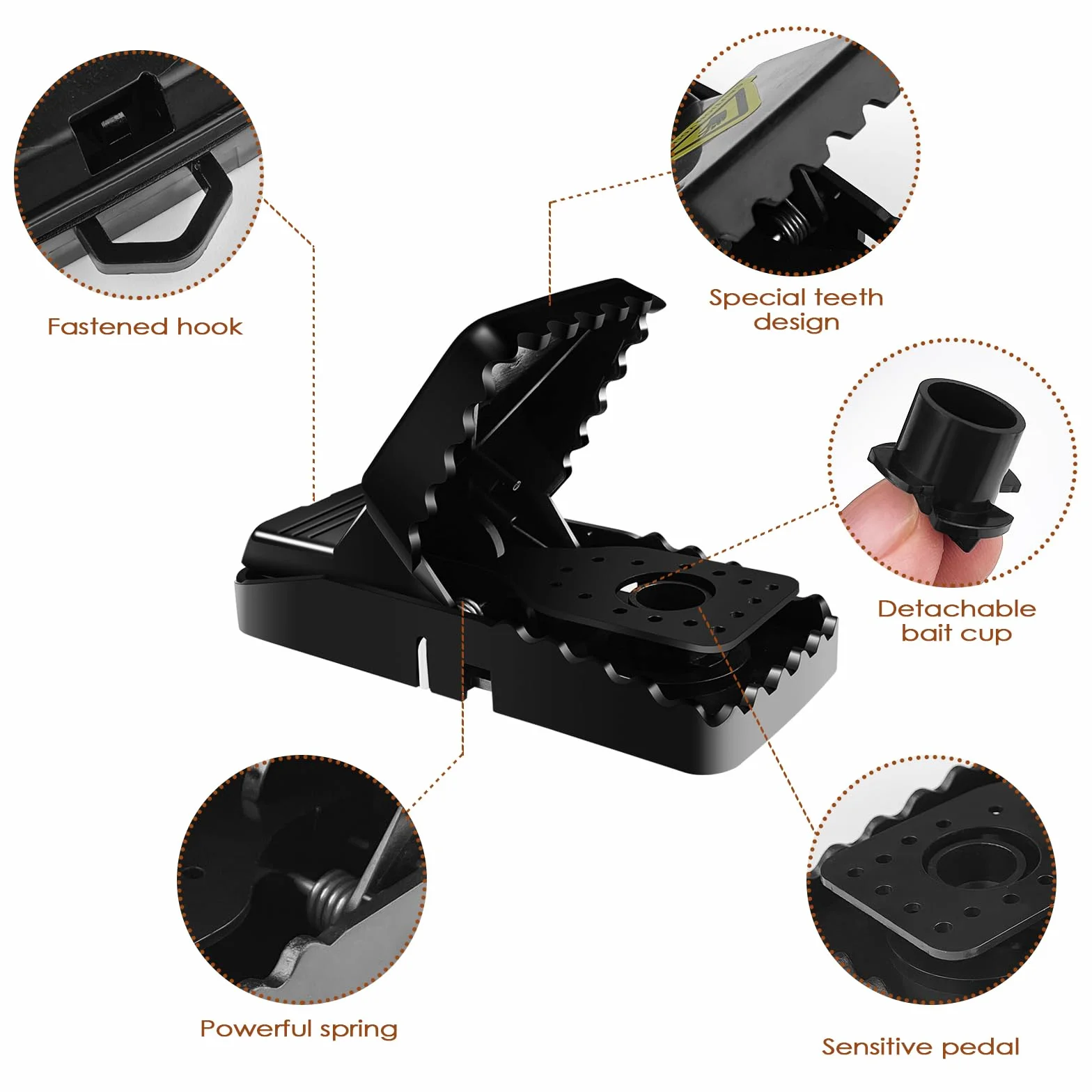 Piège à Rats Professionnel 6 Clips, Piège Souris Reutilisable Plastique