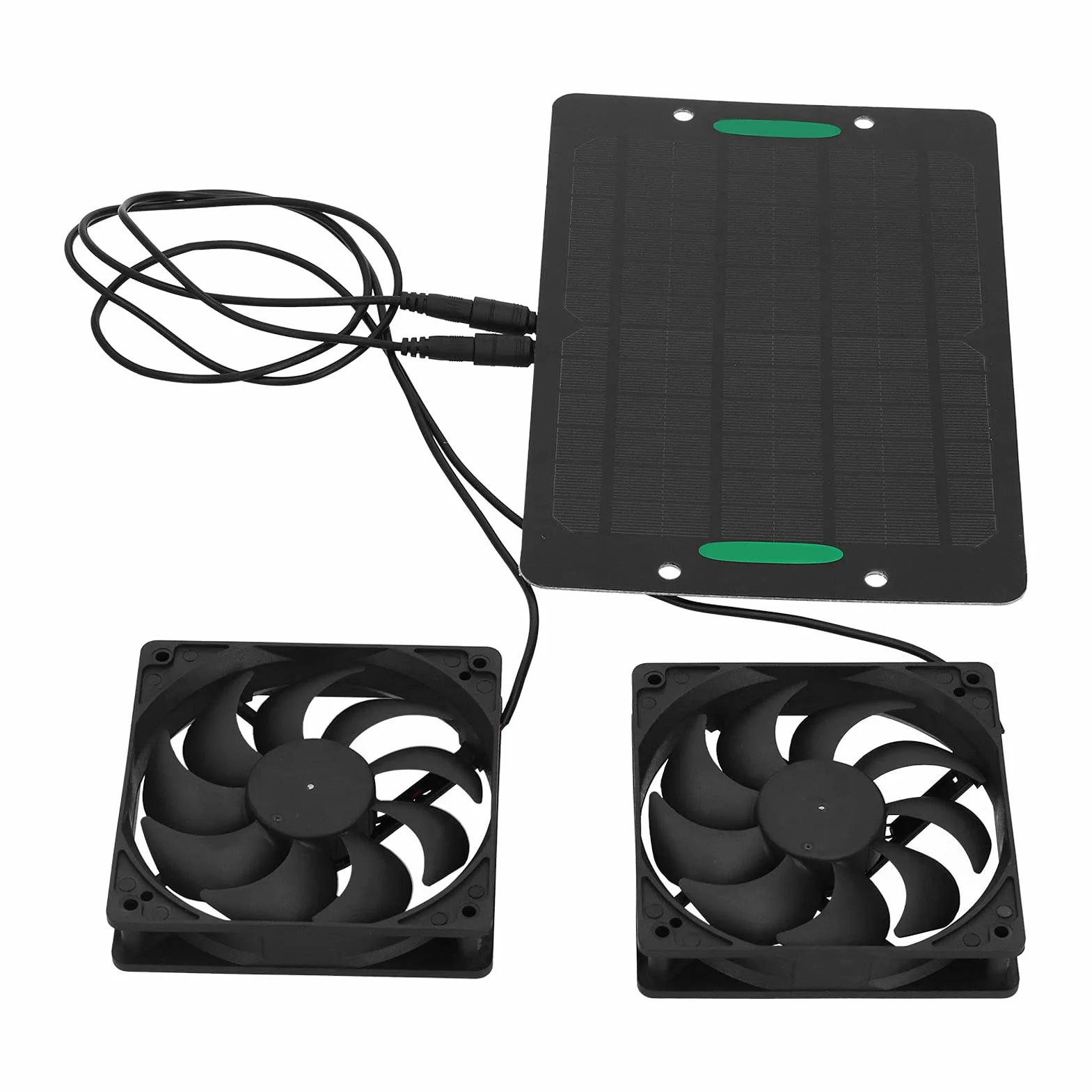 Ventilateur Solaire Double 10W 12V Kit 2 Ventilateurs avec Panneau Solaire Étanche Câble 2m