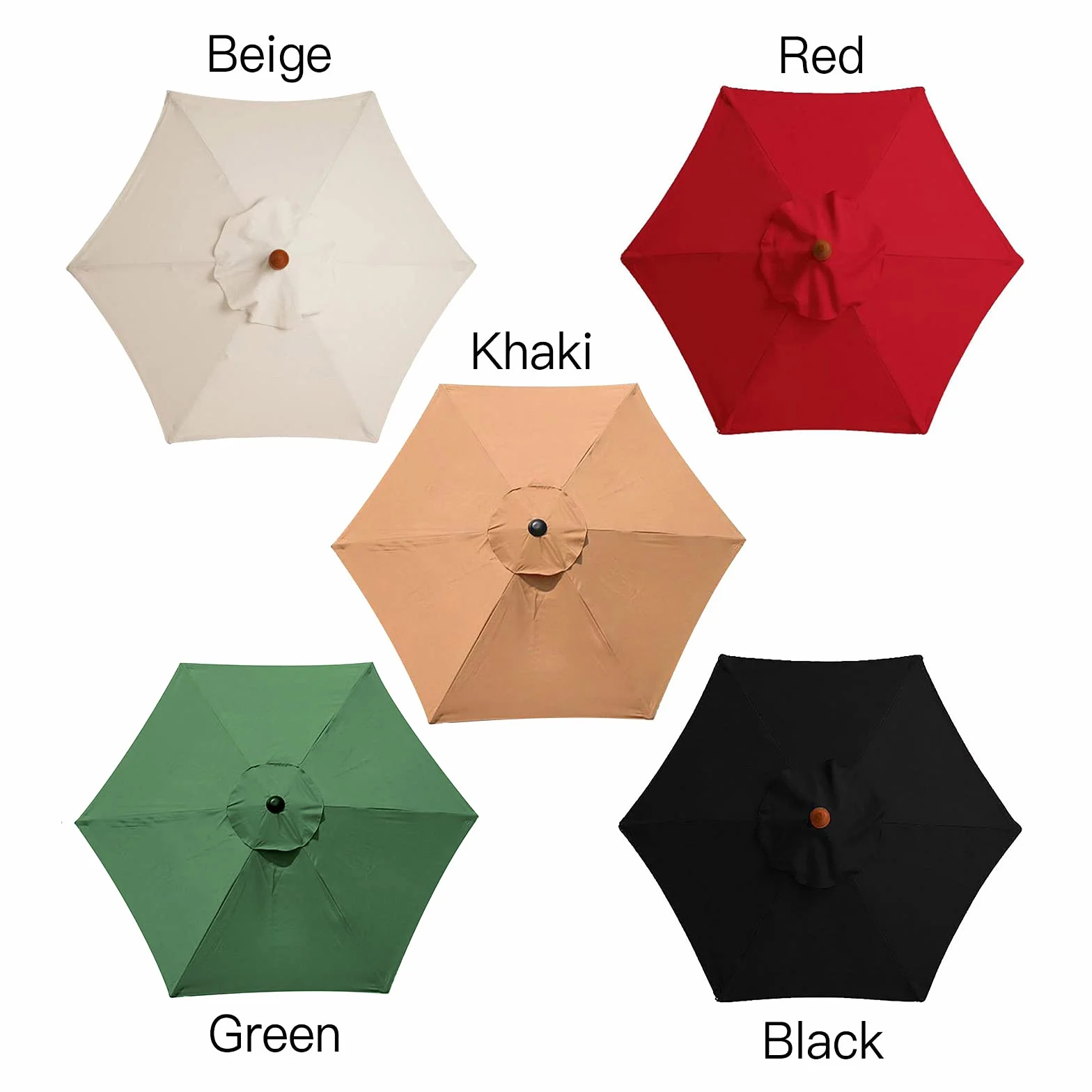 Housse de Rechange pour Parasol de Table 3 m 6 Baleines Imperméable Anti-Ultraviolet Noir
