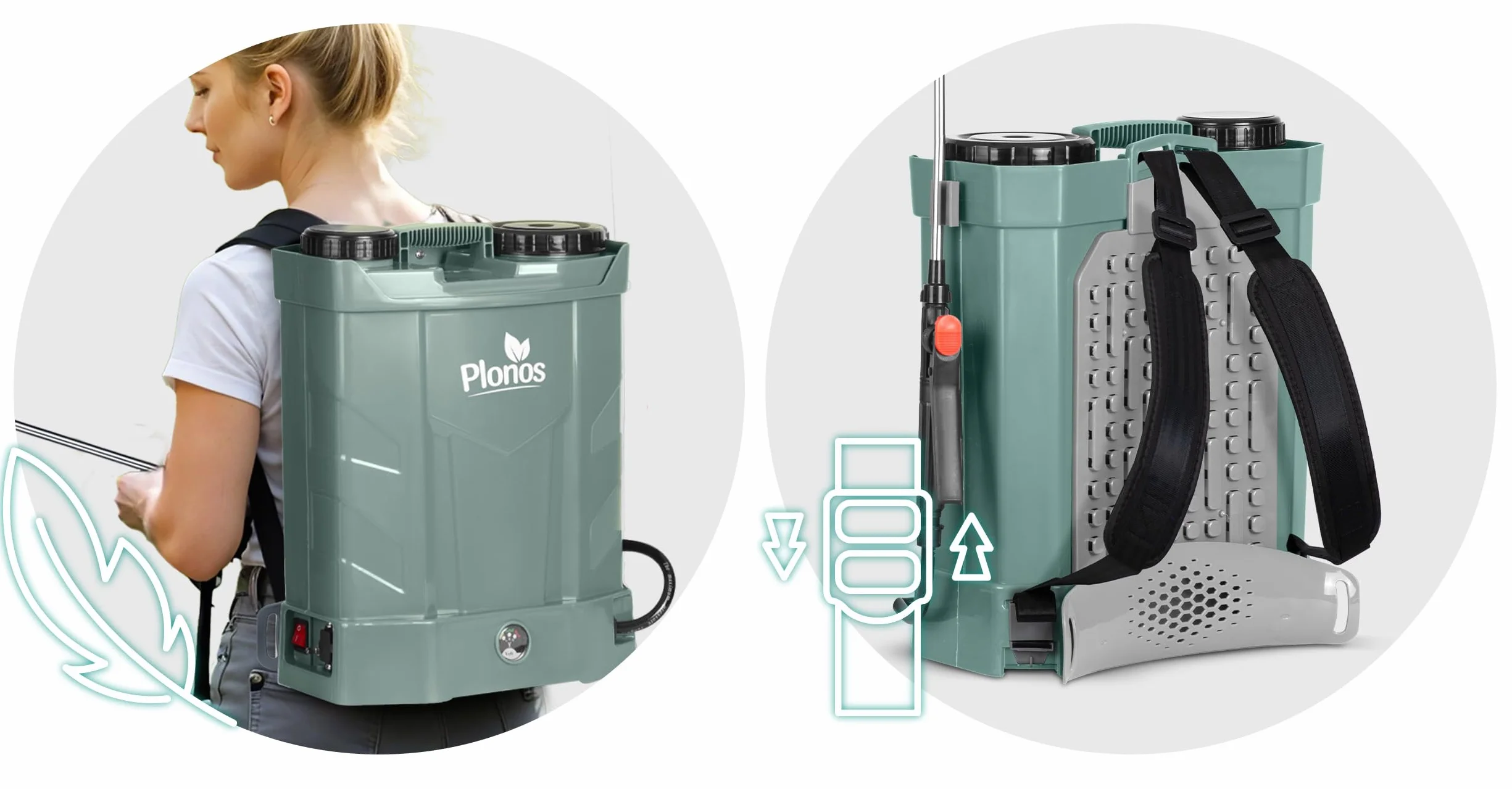 Pulvérisateur à Pression - Capacité : 16 l - Batterie : 8 Ah - 12 V - 4 Buses - Gris