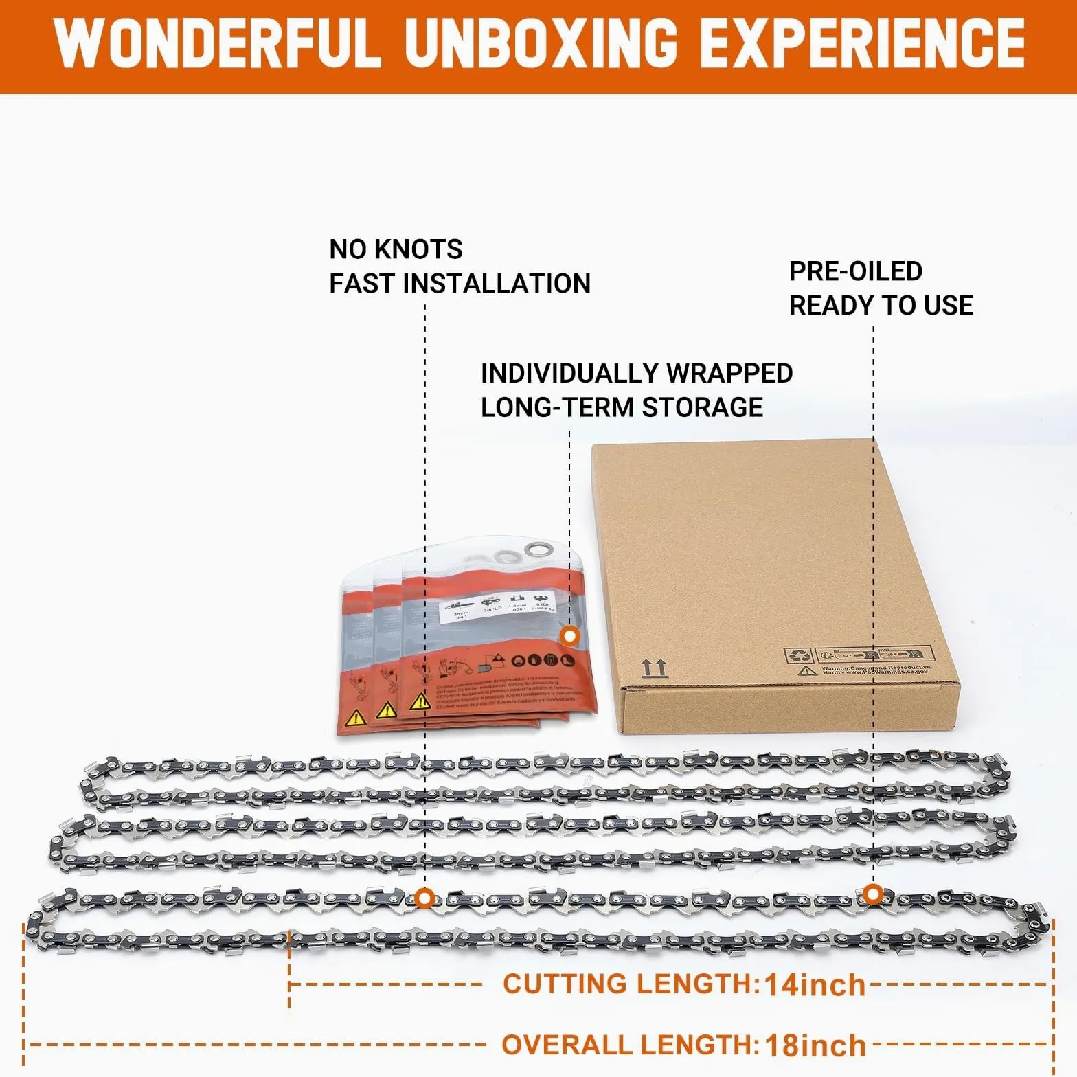 Savior Chaîne de tronçonneuse 14" 50 maillons .127 cm 1 cm LP pour Stihl MS180 MS181 | Lot de 3 chaînes à faible rebond 018, 36360000050