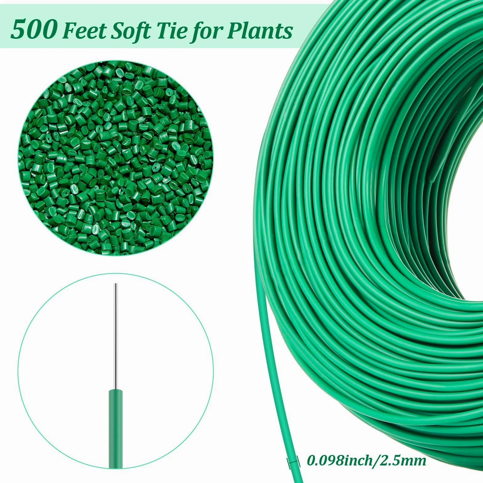 Zhengmy Cravate souple pour plantes grimpantes avec coupe-fil, vert torsadé, attaches de jardin, fournitures de jardinage, 2,5 mm de diamètre, pour soutenir les plantes grimpantes, organisation de