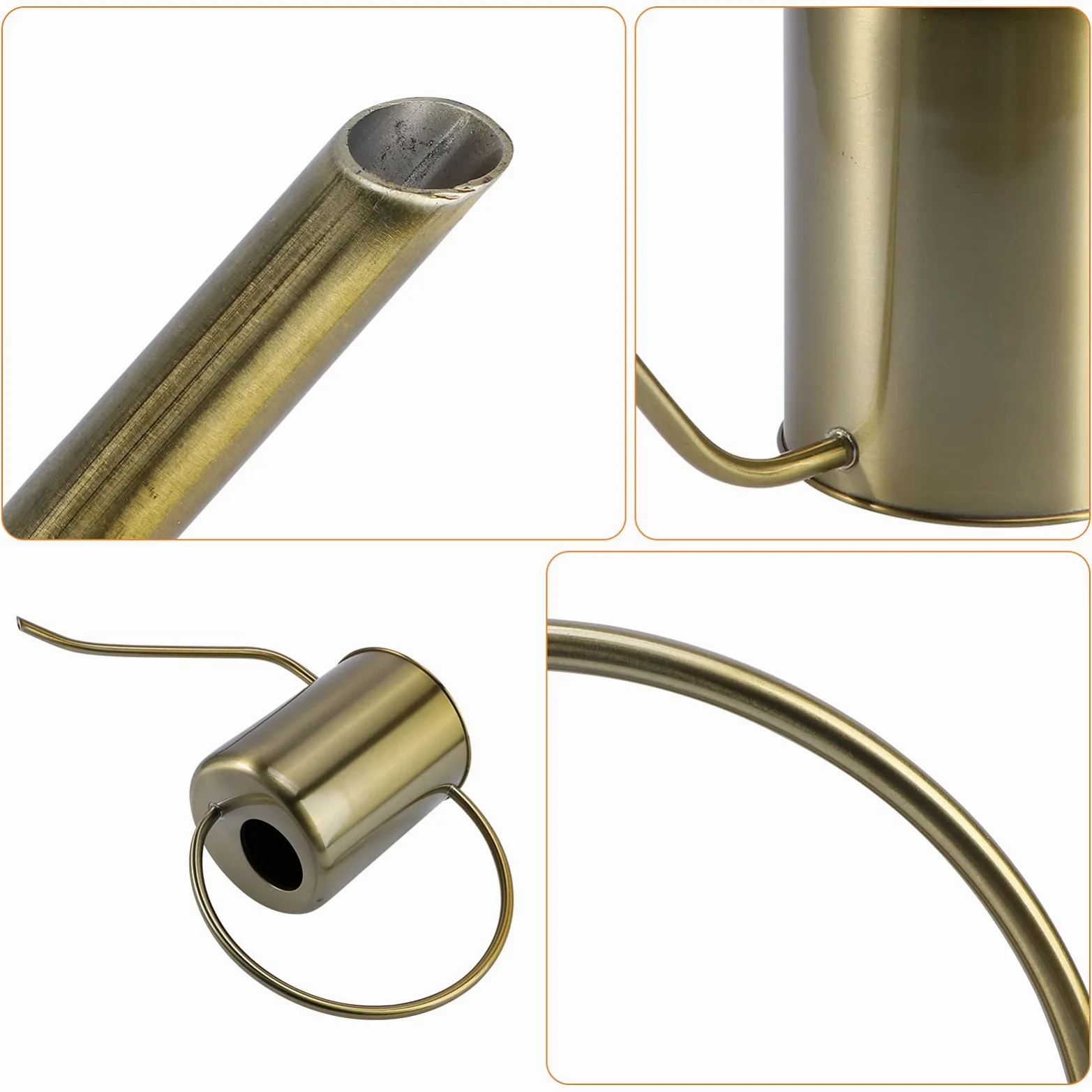 ibasenice Arrosoir Poignée Antidébordement Or 2000ml en Acier Inoxydable de Jardin Bec Long Ergonomique et Arrosage Intérieur Extérieur