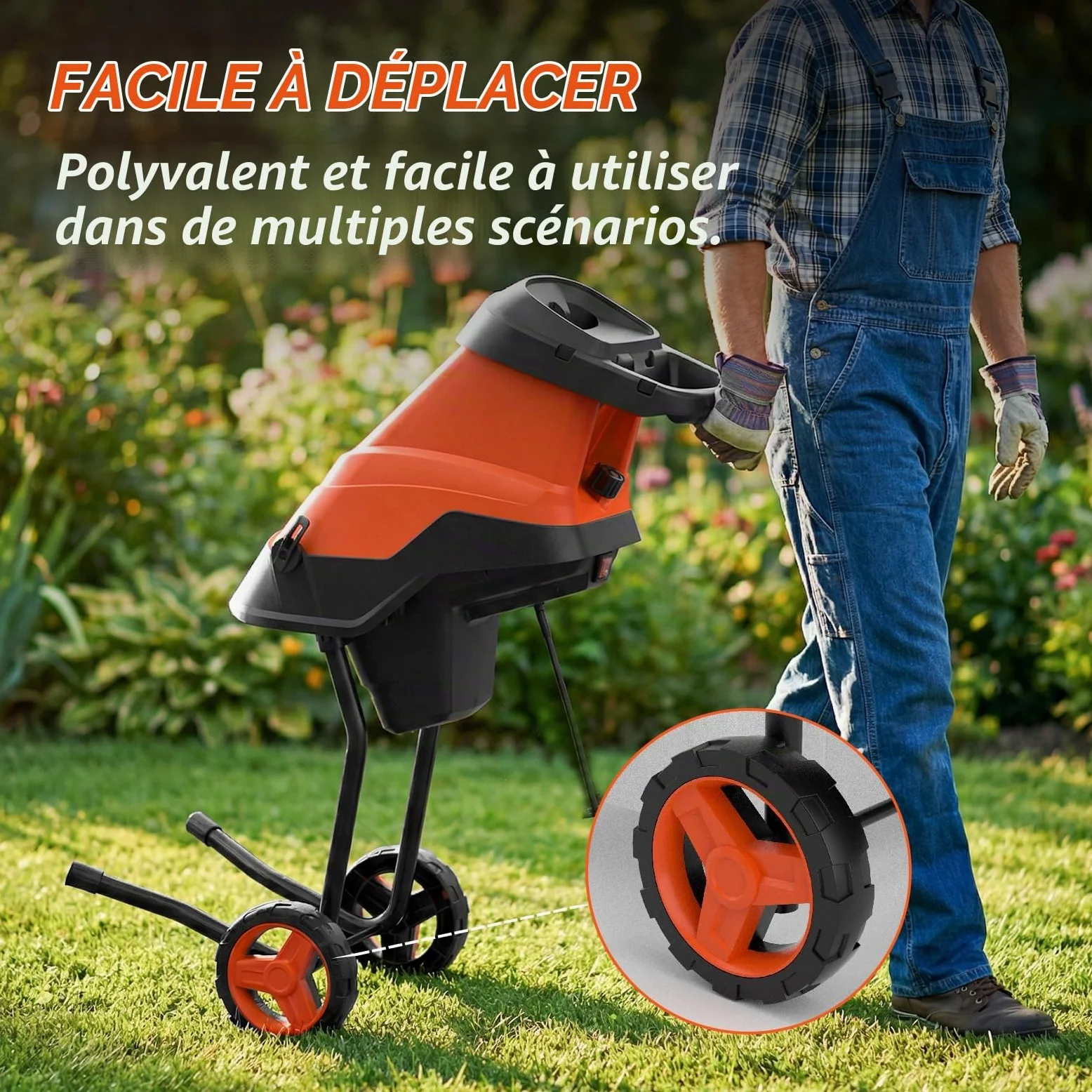 MAXLANDER 2600W broyeur vegetaux et Branches | Broyeur végétaux thermique 45 mm, lames SK5 double face + bac 45 L, pour compost et nettoyage jardin