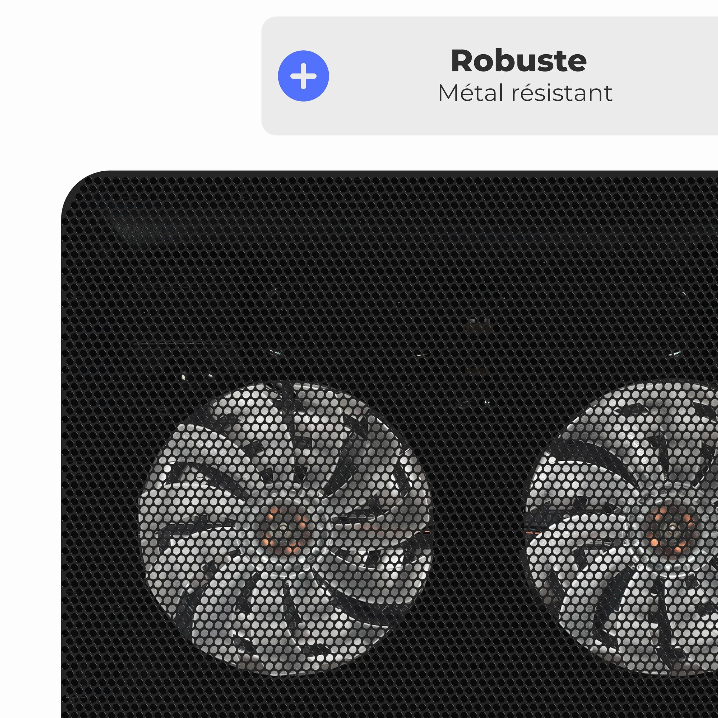 Support Ventilé pour Ordinateur Portable 12"-17", 2 Ventilateurs Silencieux LED Bleue, Structure Métal Résistante, Hauteur Réglable
