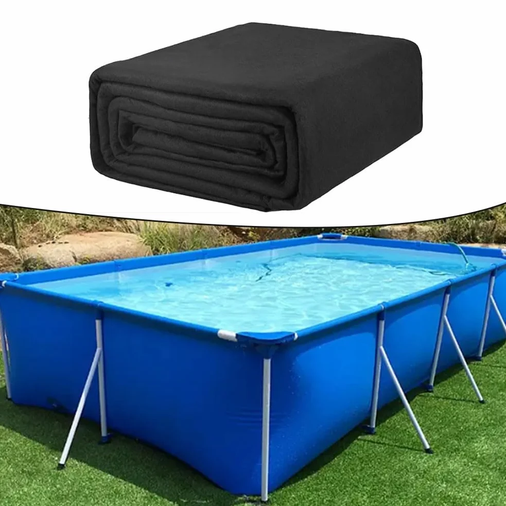 Tapis de sol carré de 4 x 4 m - Résistant à l'humidité et antidérapant - Pour piscines extérieures, spas, débris - En polyester - Noir - 2 x 3 m - 3 x 3 m - 3 x 4 m (4 x 4 m)