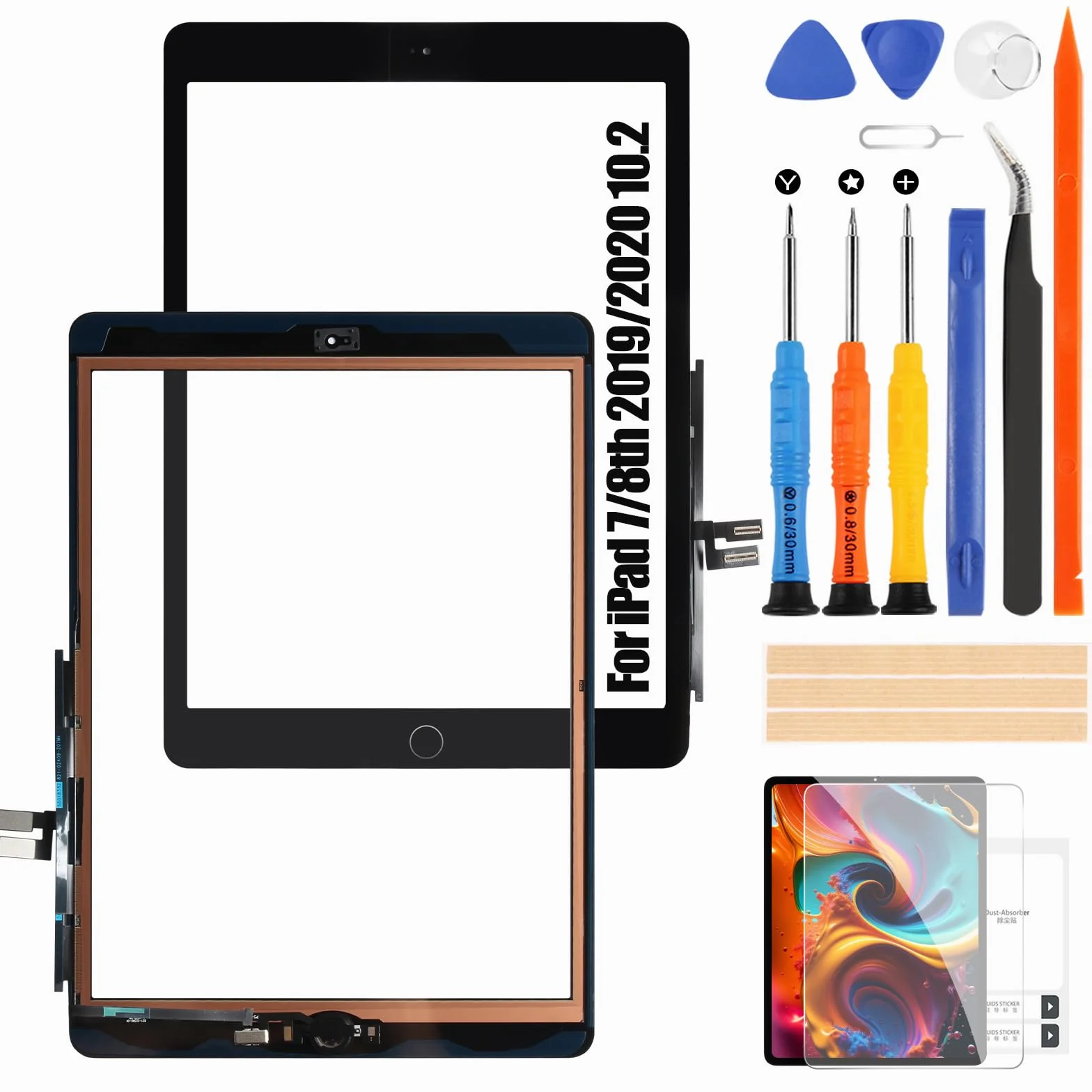 Reparo Écran Tactile iPad 7th 8th Gén 10.2" Noir avec Bouton