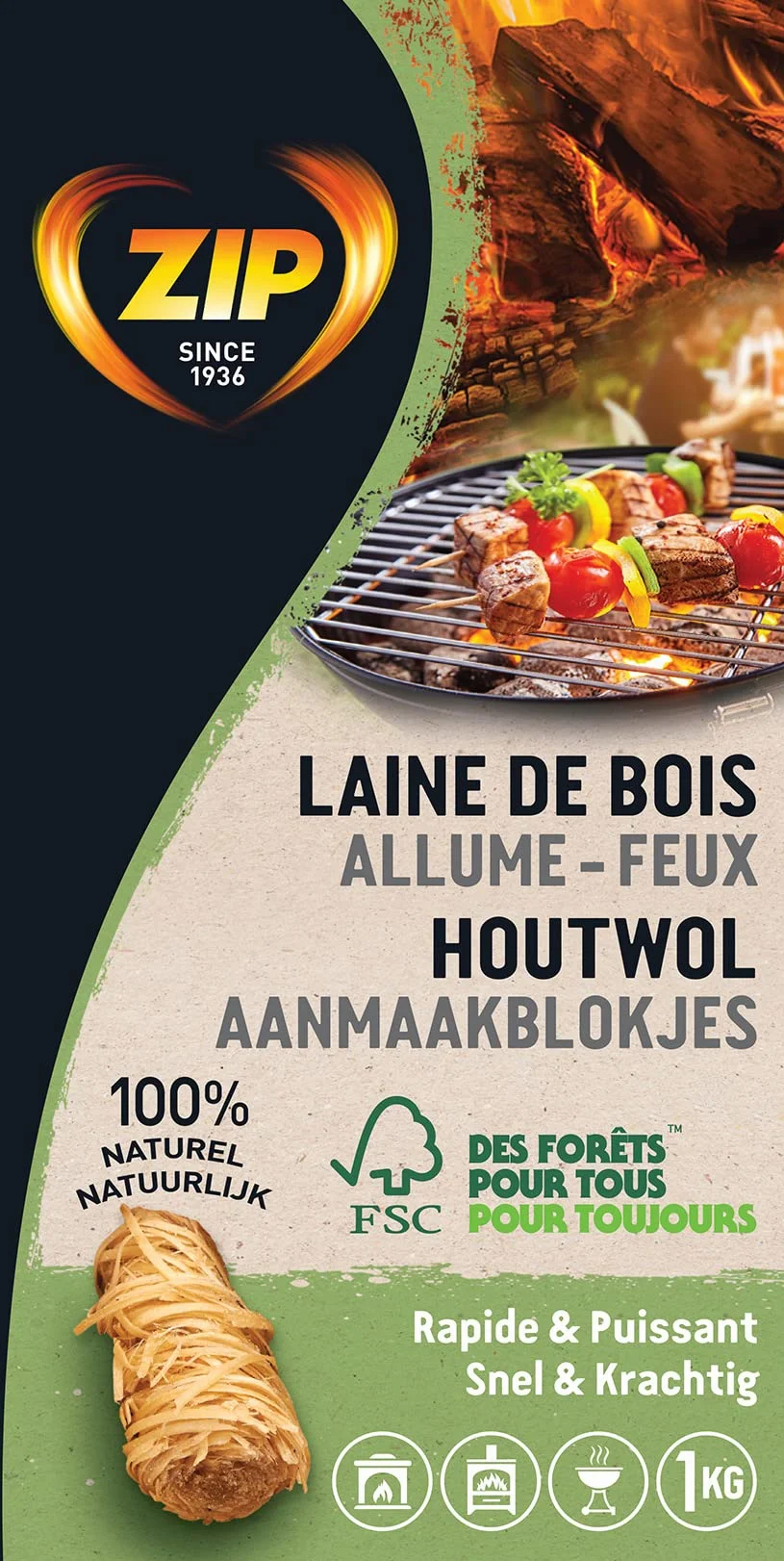Zip Fireball Laine de bois 1 kg