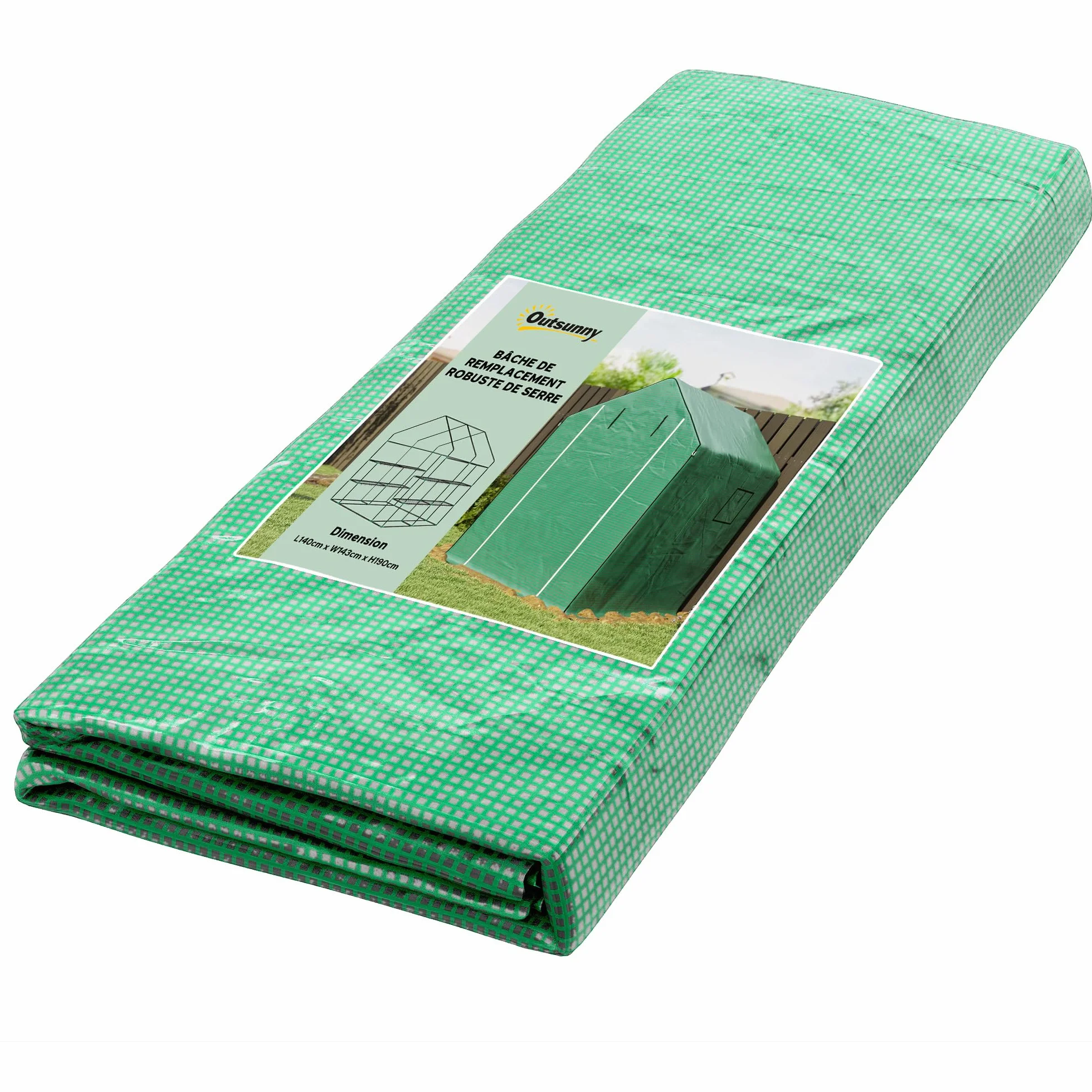 Outsunny Bâche de Remplacement pour Serre de Jardin 140 x 143 x 190 cm Anti-UV Vert