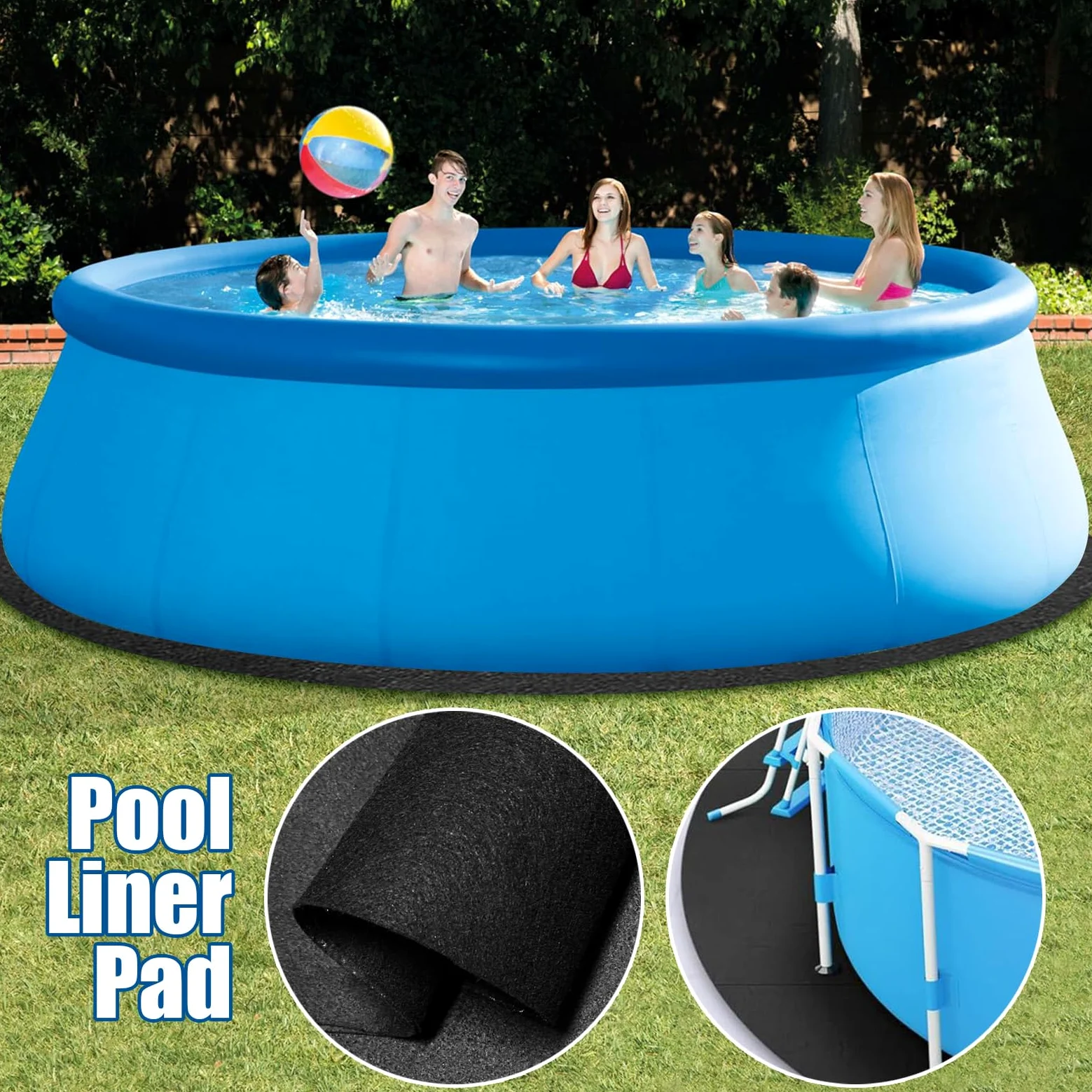 Générique Tapis De Sol pour Piscine - Revêtement De Piscine Rond | Tapis De Piscine Ronds D'extérieur | Antidérapant Pliable Absorbant l'eau Tapis De Revêtement De Sol De Piscines pour Ponction