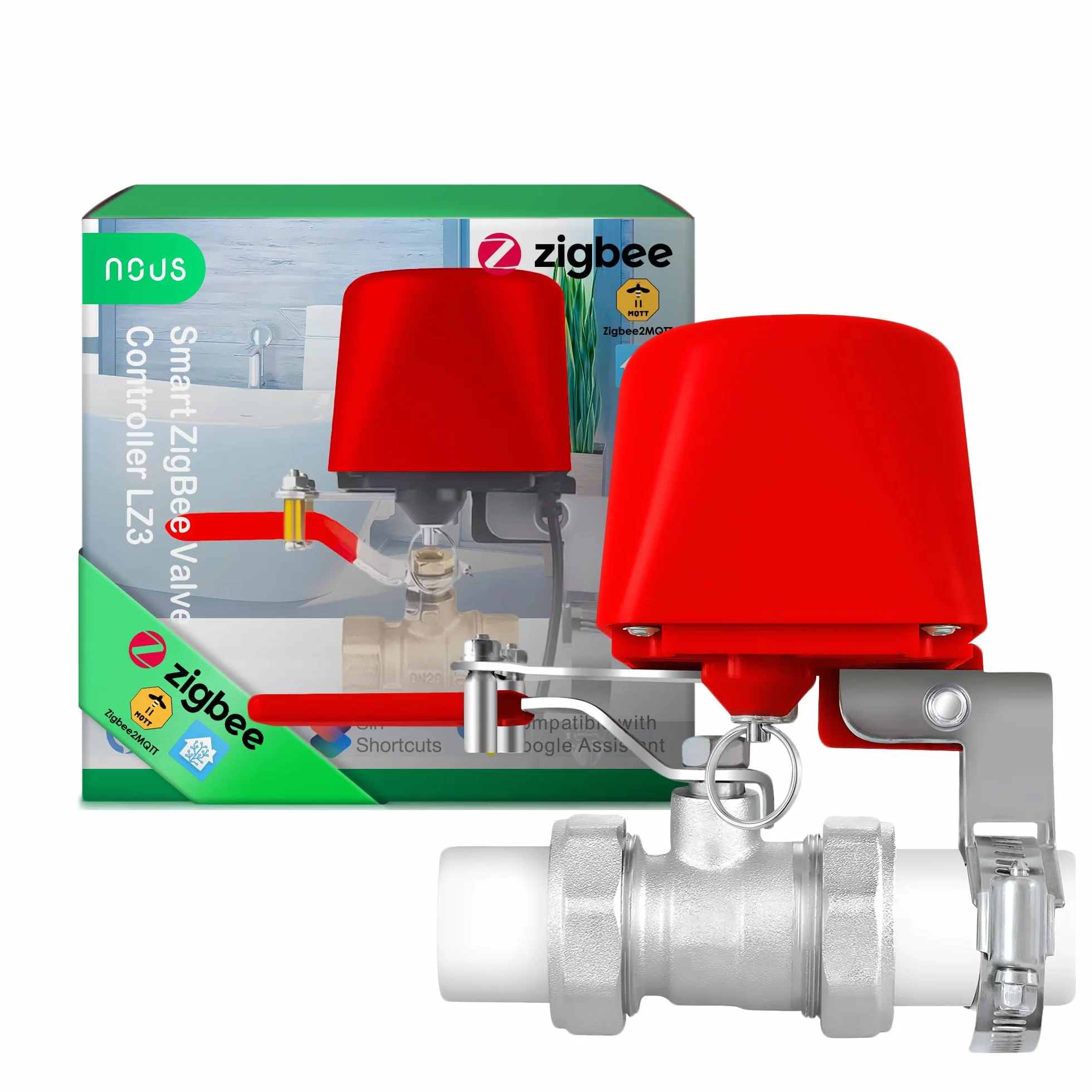 NOUS LZ3 Vanne d'eau ZigBee Compatible Google Assistant Alexa Tuya Smart Life Programmateur Irrigation