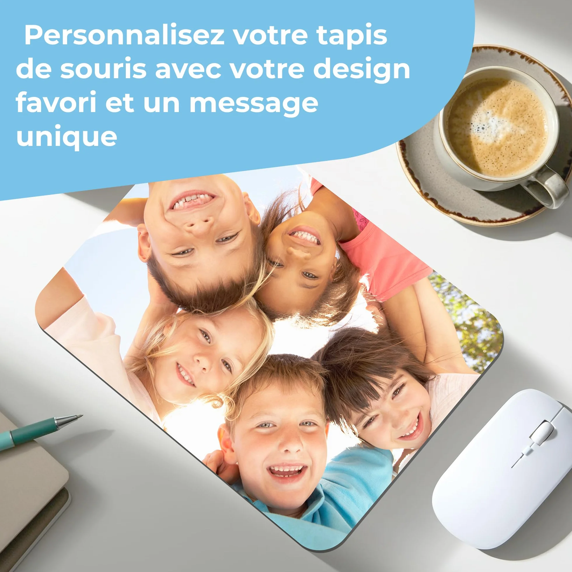 Cimpress Tapis de Souris Personnalisable 24,2 x 20,2 cm Base antidérapante Surface Textile Douce