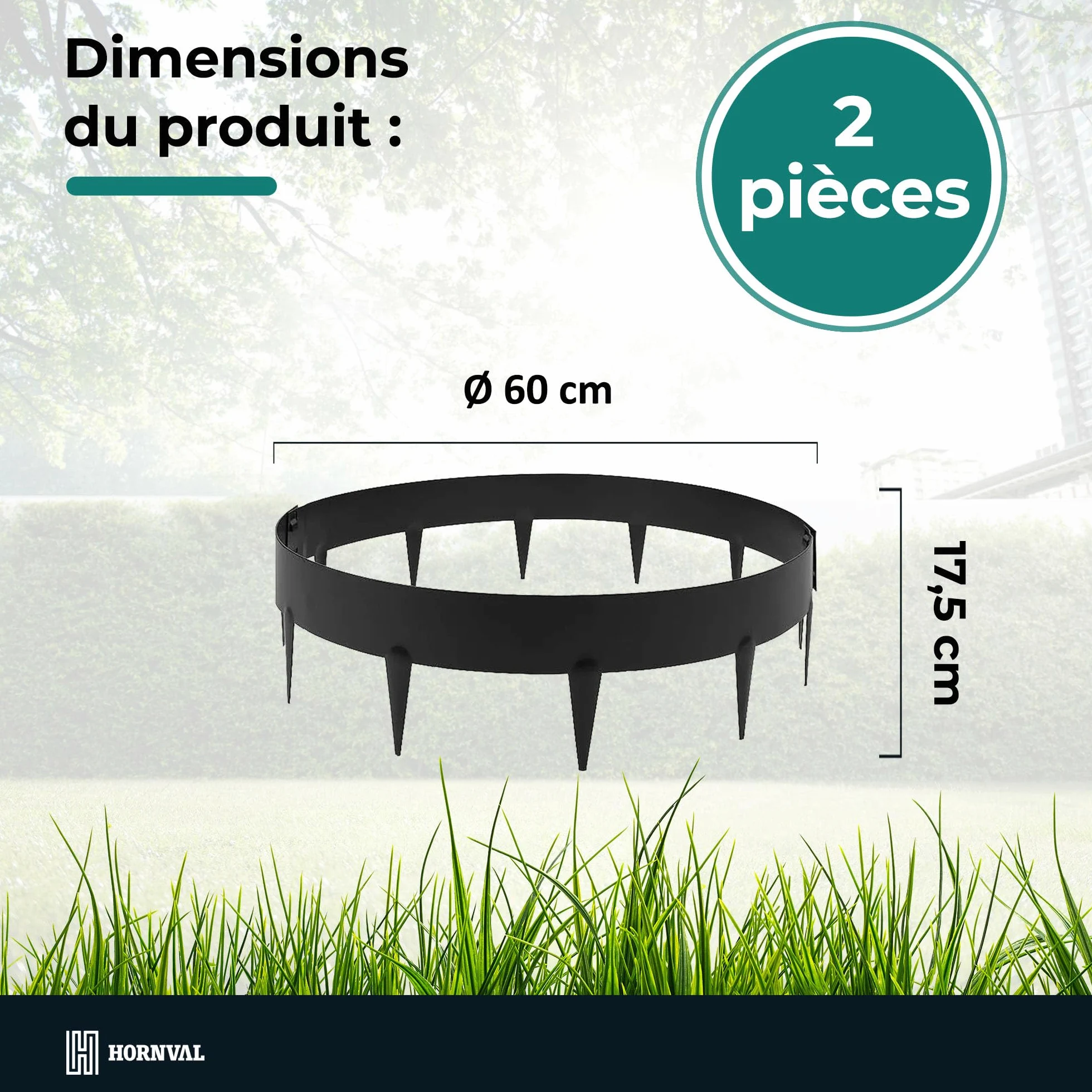 Bordure d'arbre en Acier avec épines | Clôture en tôle de Zinc, Bronze Mat O2A Ø 0,6 m, Anneau d'arbre, Clôture de Jardin, Bordure de pelouse en métal