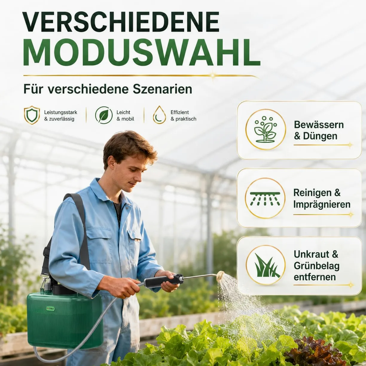 Pulvérisateur Électrique de Jardin 5L avec Lance Télescopique en Cuivre à 2 Modes + Lance INOX pour Douche, 2 Buses, Tuyau 1+3m, Batterie 2200mAh, Recharge USB-C, 2–3h d’Autonomie (5L)