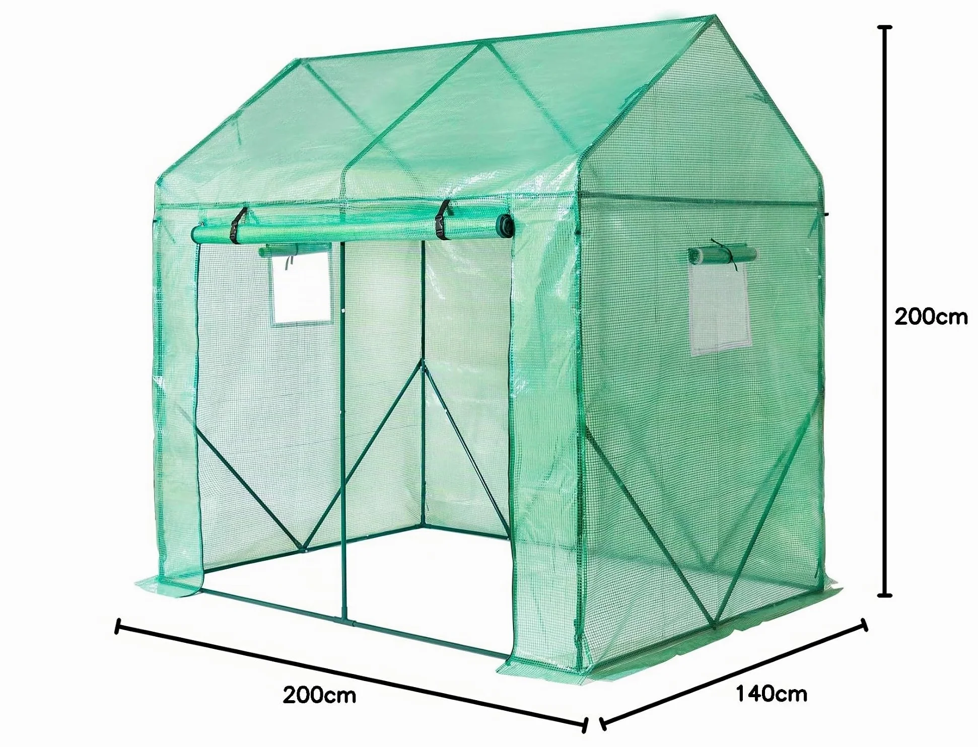 Yorbay Serre de Jardin Tente pour Plantes Tomates Fleurs Bâche renforcée en PE 140 g/m² - 200 x 140 x 200cm (LxBxH), Solide, Verte Réutilisable
