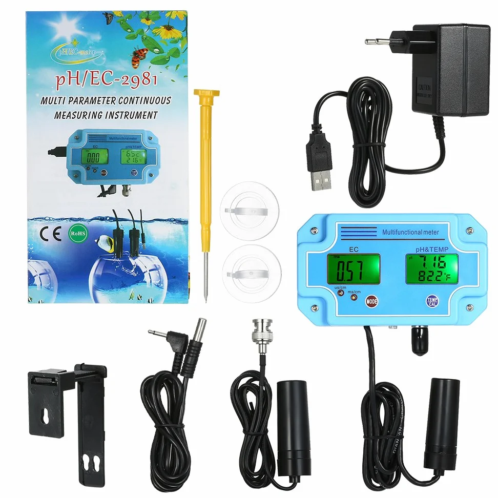 Irfora Professionnel 3 en 1 pH/CE/Temp Mètre Détecteur d'eau Multi-paramètre Numérique LCD Tri-Mètre Multi-Fonction Qualité de l'eau Moniteur Multiparamètre Qualité de l'eau Testeur