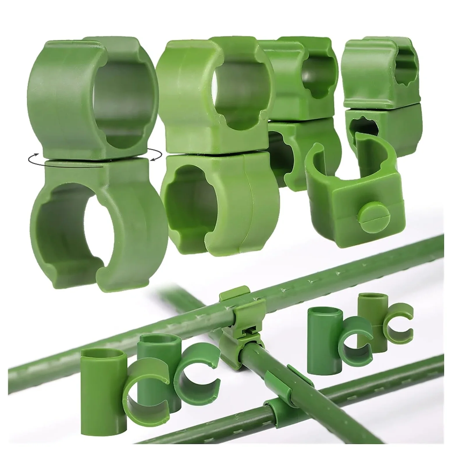 Sourcingmap Lot de 15 attaches croisées en plastique pour plantes Vert 8/11/16/20 mm