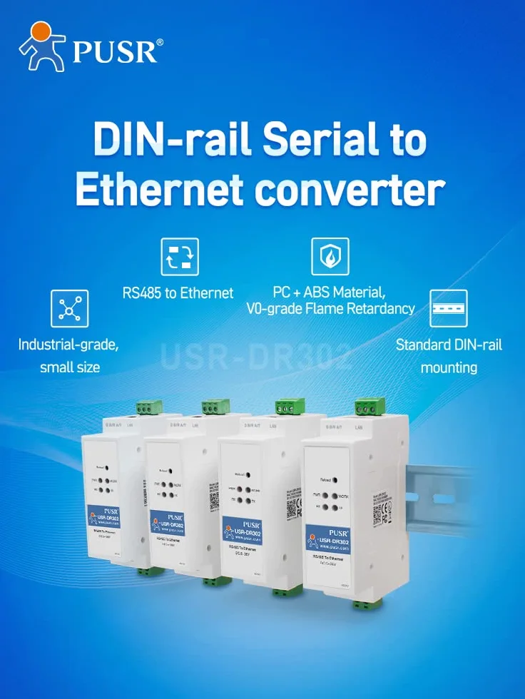 Przetwornik RS485 na Ethernet Modbus RTU TCP DR302