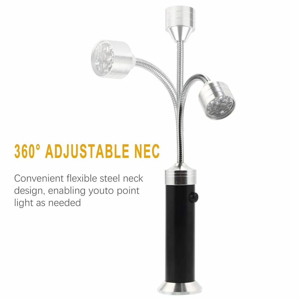 Vegena Grill Light, Barbecue Grill Lumière Super Brillante avec Base Magnétique Rotation à 360° Flexible Col de Cygne Réglable (2 Pièces)