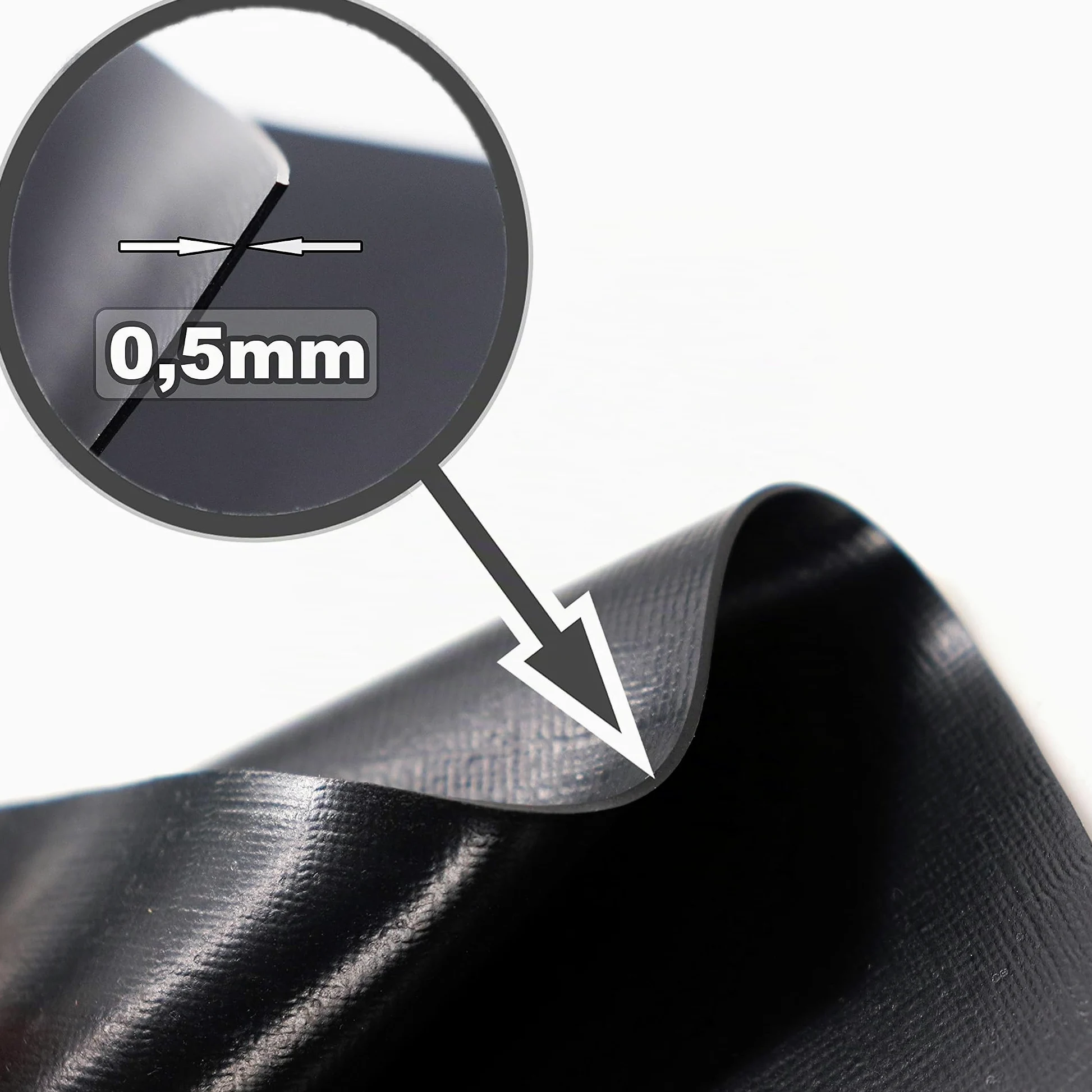 Bâche de bassin PVC 7m x 6m Bâche noire 0,5mm pour bassin de jardin