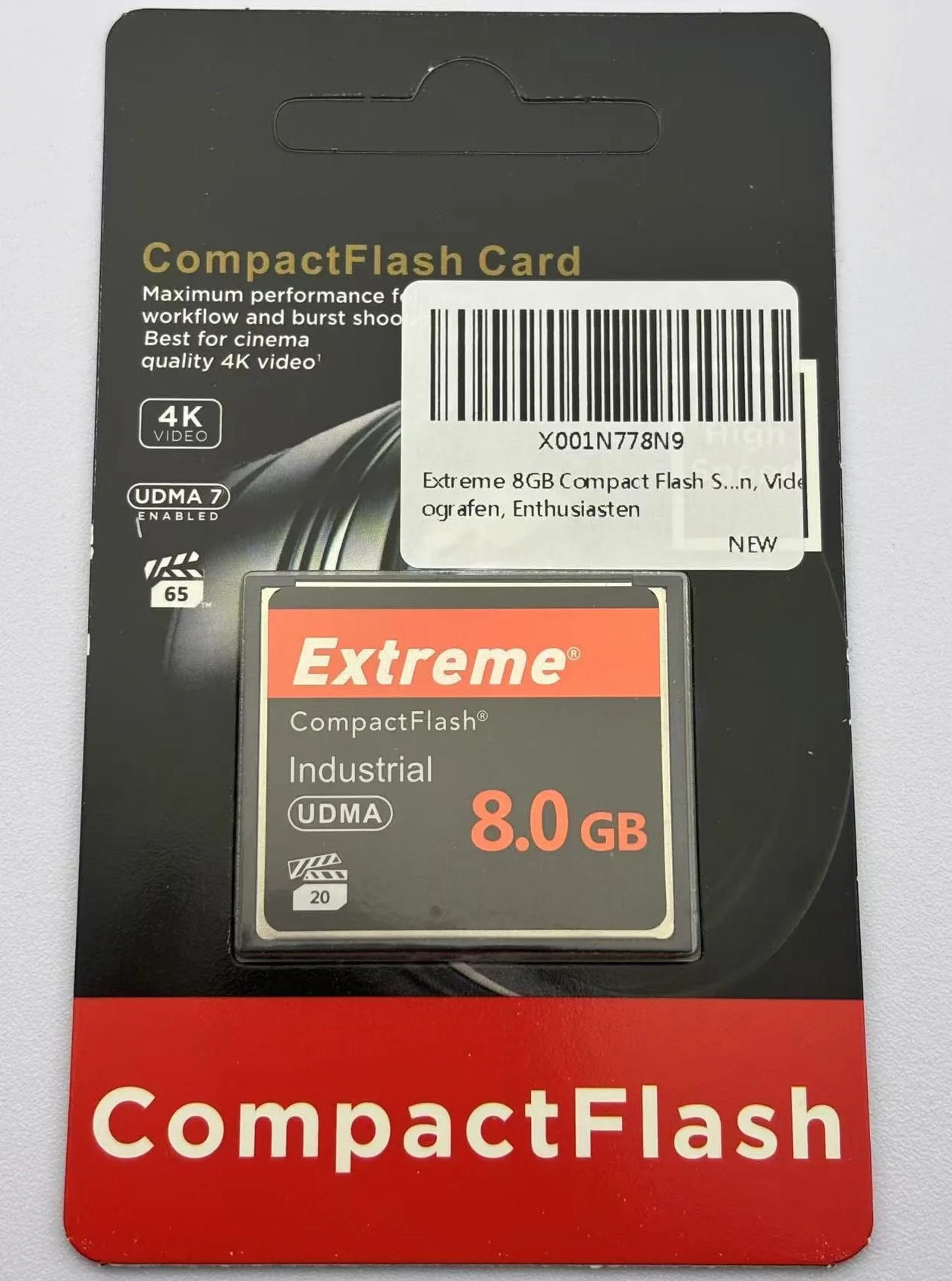 Carte mémoire flash compacte 8 Go CF d'origine pour photographe