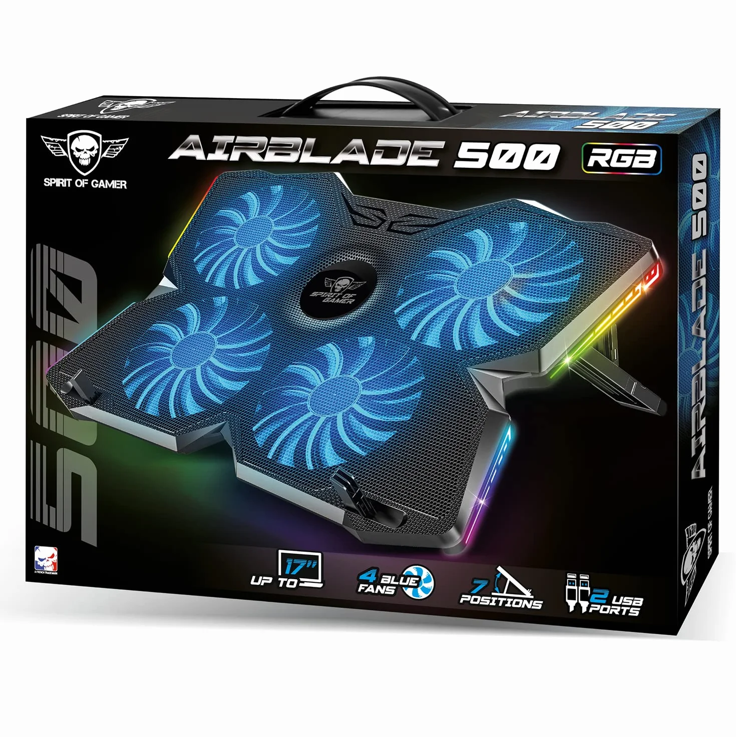 Refroidisseur PC Portable 10" à 17" 4 Ventilateurs Silencieux RGB Compatible PS5 PS4 Xbox