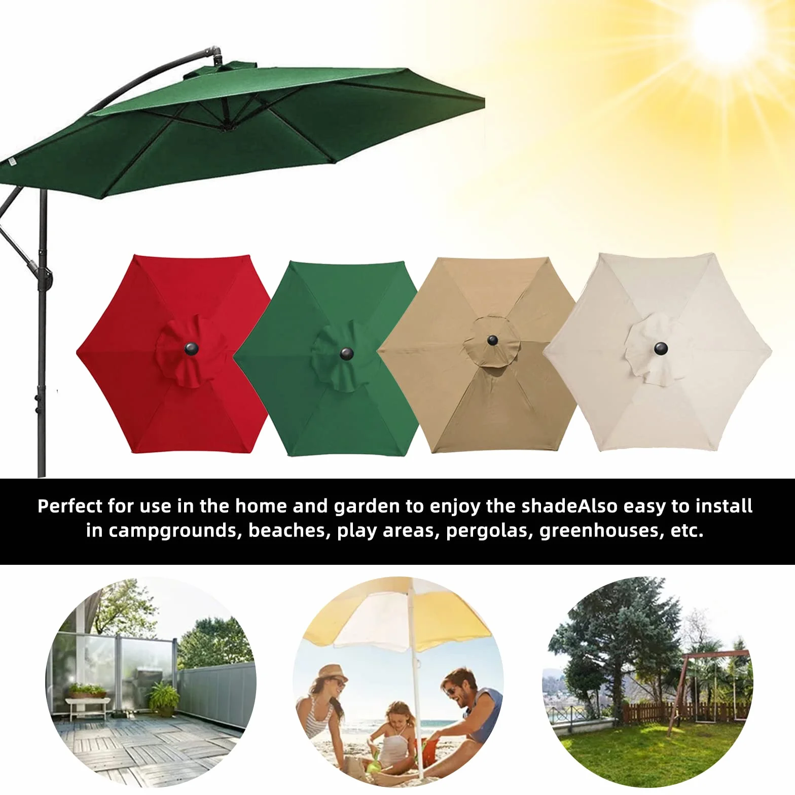 Housse de protection parasol de terrasse en polyester pour jardin extérieur