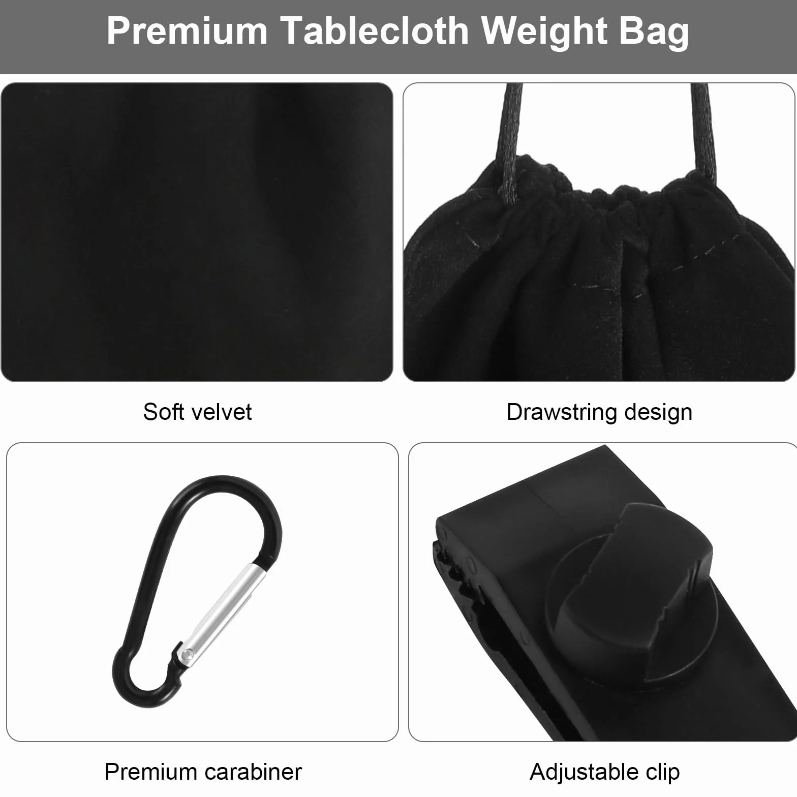 Lot de 12 poids pour rideau d'extérieur avec mousquetons et clips, sac pour pavillon et jardin