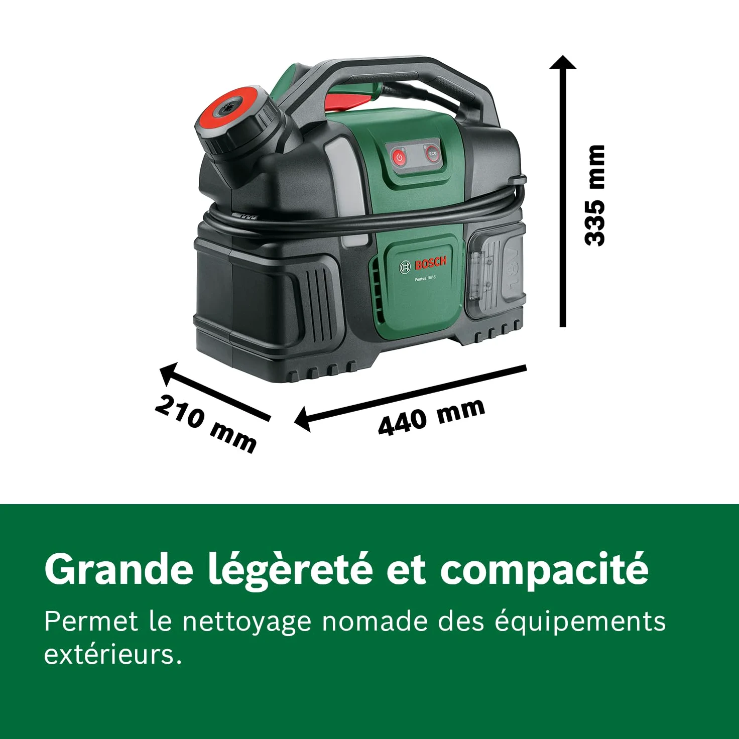 Bosch Nettoyeur haute pression portable Fontus 18V-6 pour vélo