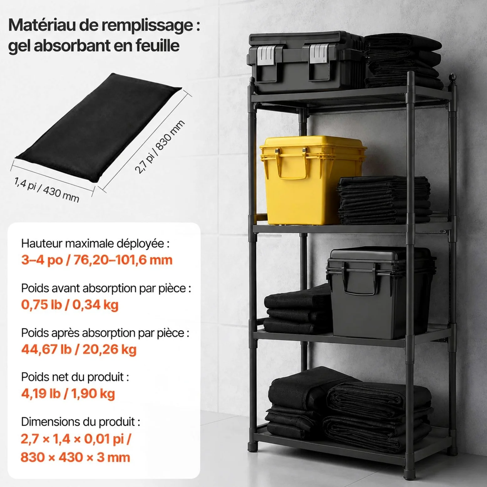 Lot de 6 Sacs absorbants réutilisables pour Porte, sous-Sol, Garage et Maison