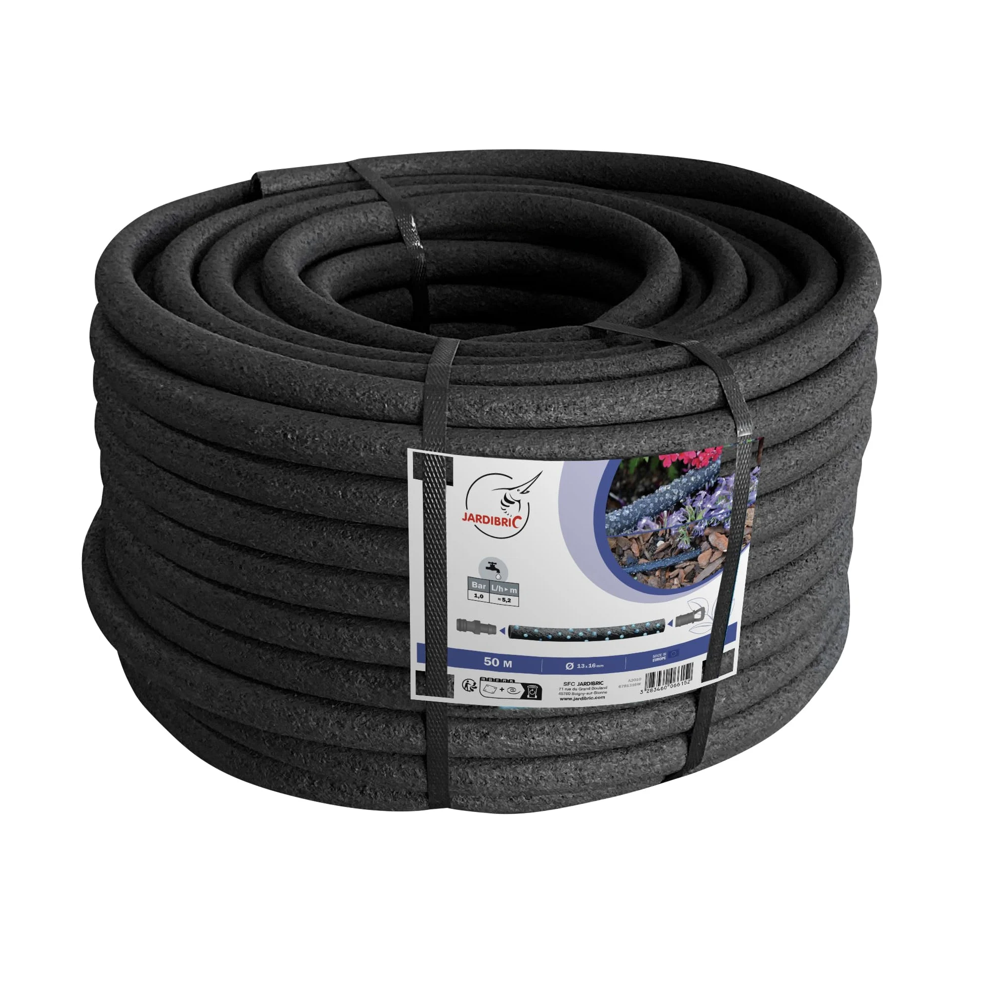 Jardibric - Couronne de Poreux (50m) - Débit à 1 Bar de Pression 20 L/h au Mètre Linéaire Longeur Max 50 Mètres