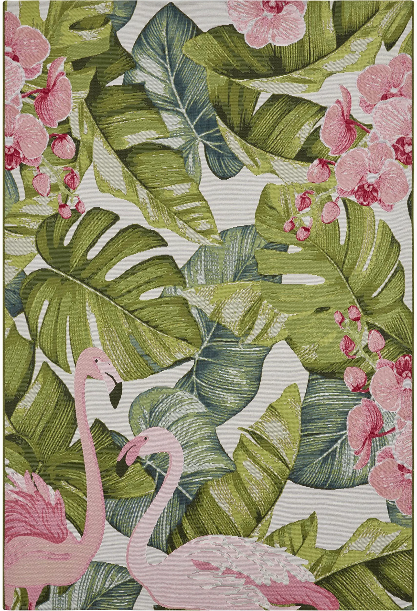 HANSE Home Tropical Flamingo Tapis d'intérieur et d'extérieur tissé à Plat Motif Palmiers tropicaux - Certifié Öko-Tex - Résistant aux intempéries et aux UV - pour Balcon, terrasse, Jardin, Salon -