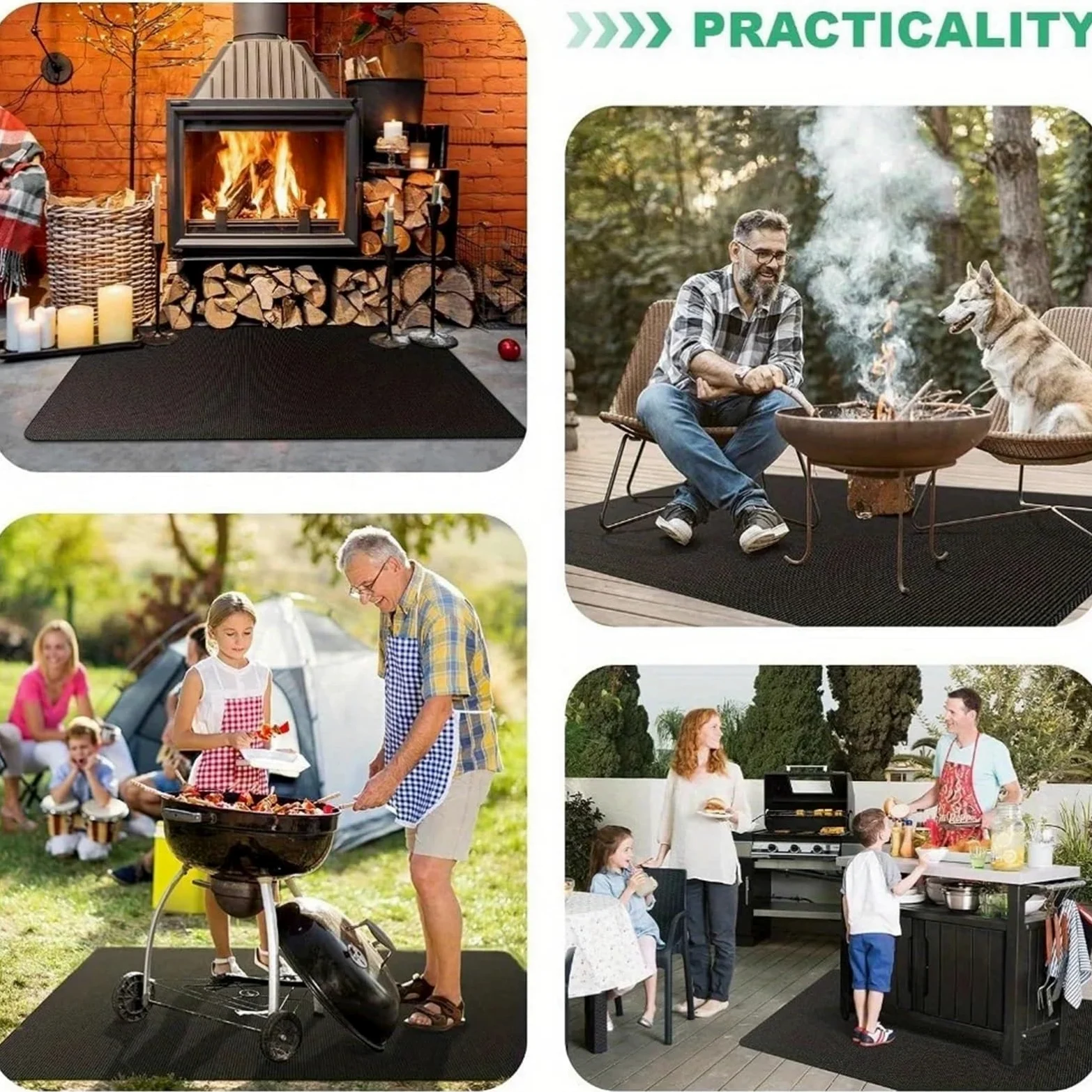 Grand Tapis sous Le Gril 72 x 39 Pouces for extérieur Double Face Ignifuge imperméable résistant à l'huile Facile Nettoyer