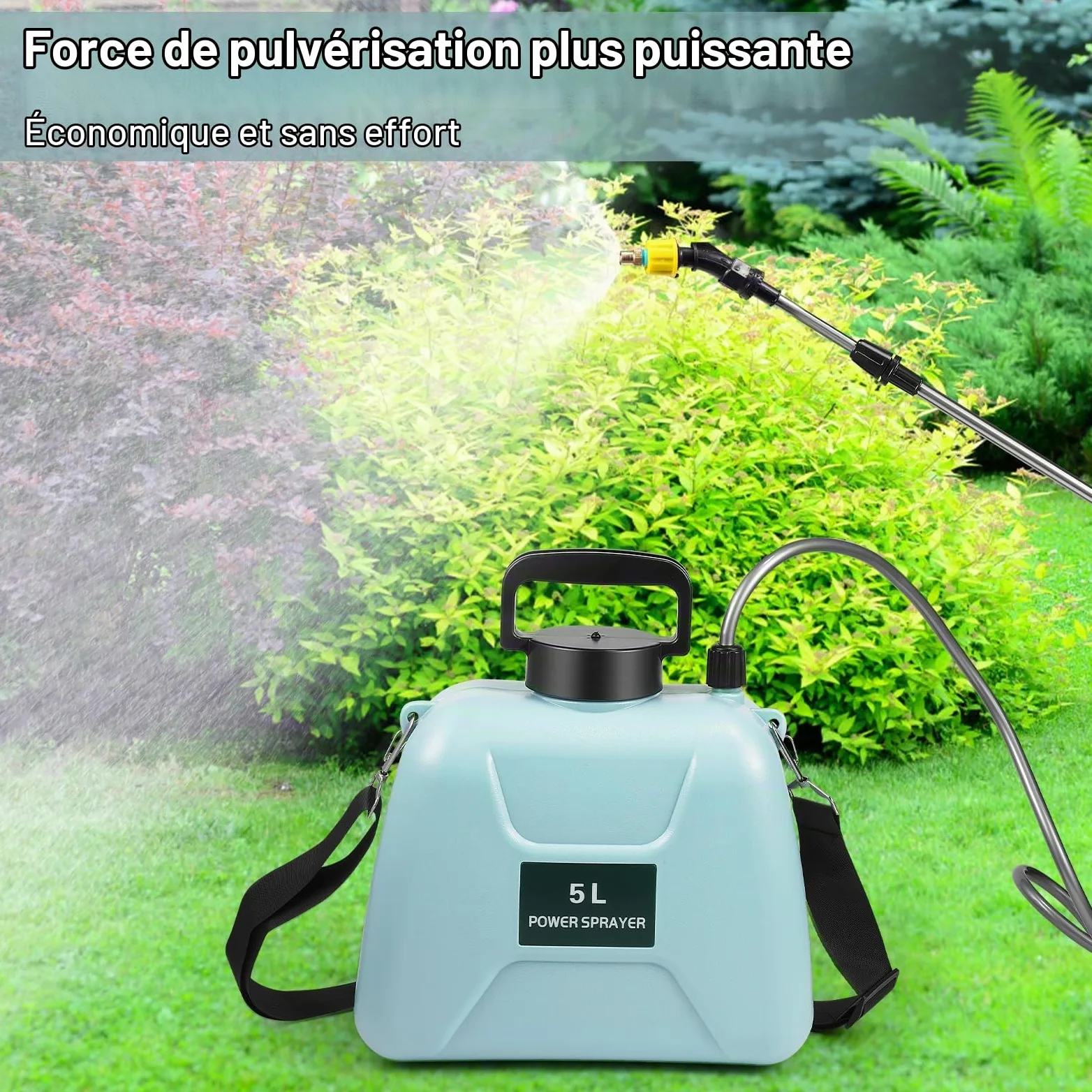 PulvéRisateur à Pression sans Fil de 5 L PulvéRisateur éLectrique, PulvéRisateur de Jardin avec Lance d’Arrosage et BandoulièRe RéGlable, pour la Protection des Plantes de Jardin