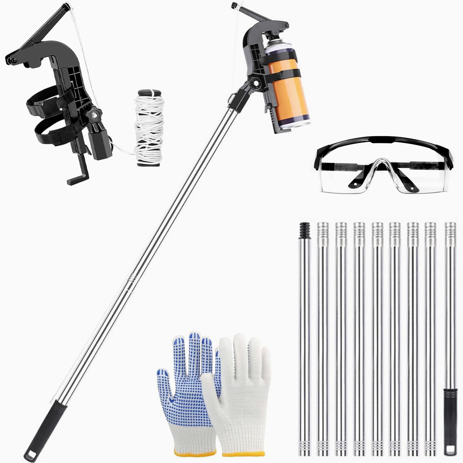 Adaptateur de Perche d'Extension pour Bombe Aérosol,Adaptateur de Tige de PulvéRisation 3.6m,Adaptateur de Support de Pulvérisateur pour Guêpes,Perche de Pulvérisatio,pour peinture au pistolet