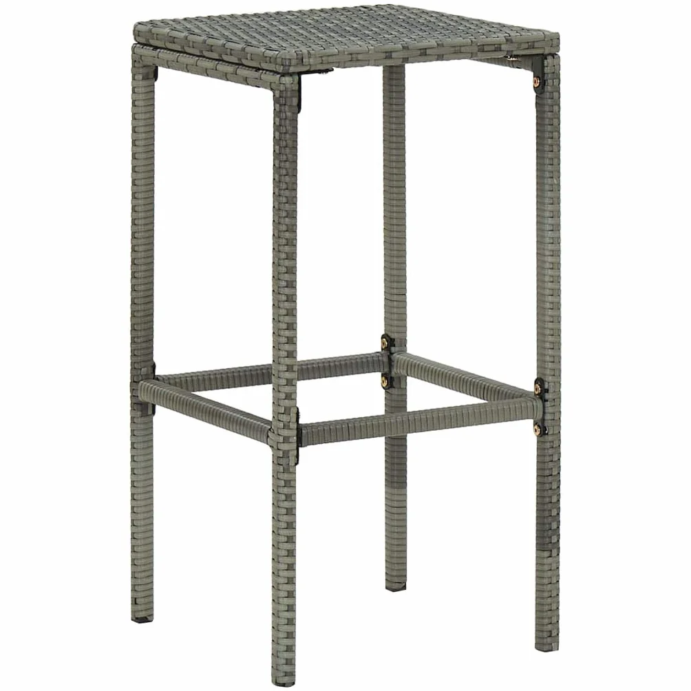 vidaXL Meuble de Bar de Jardin 8 pcs avec Coussins Salon de Jardin Table et Tabourets Résine Tressée Gris
