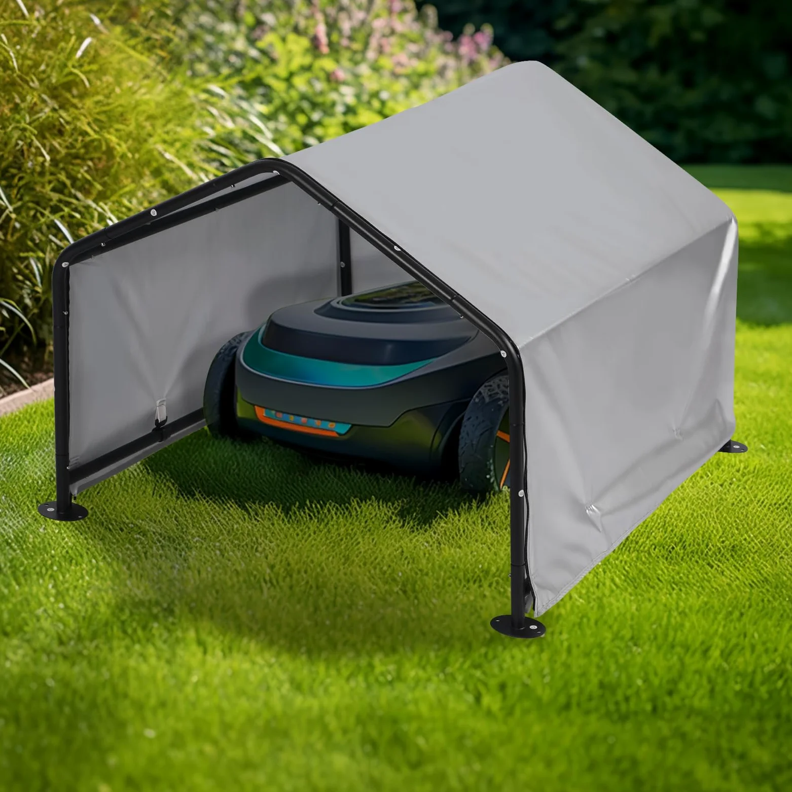Garage pour robot tondeuse, tondeuse à gazon, auvent avec protection UV et résistant aux intempéries, garage, chambre pour animaux de compagnie, 78 × 74 × 63 cm
