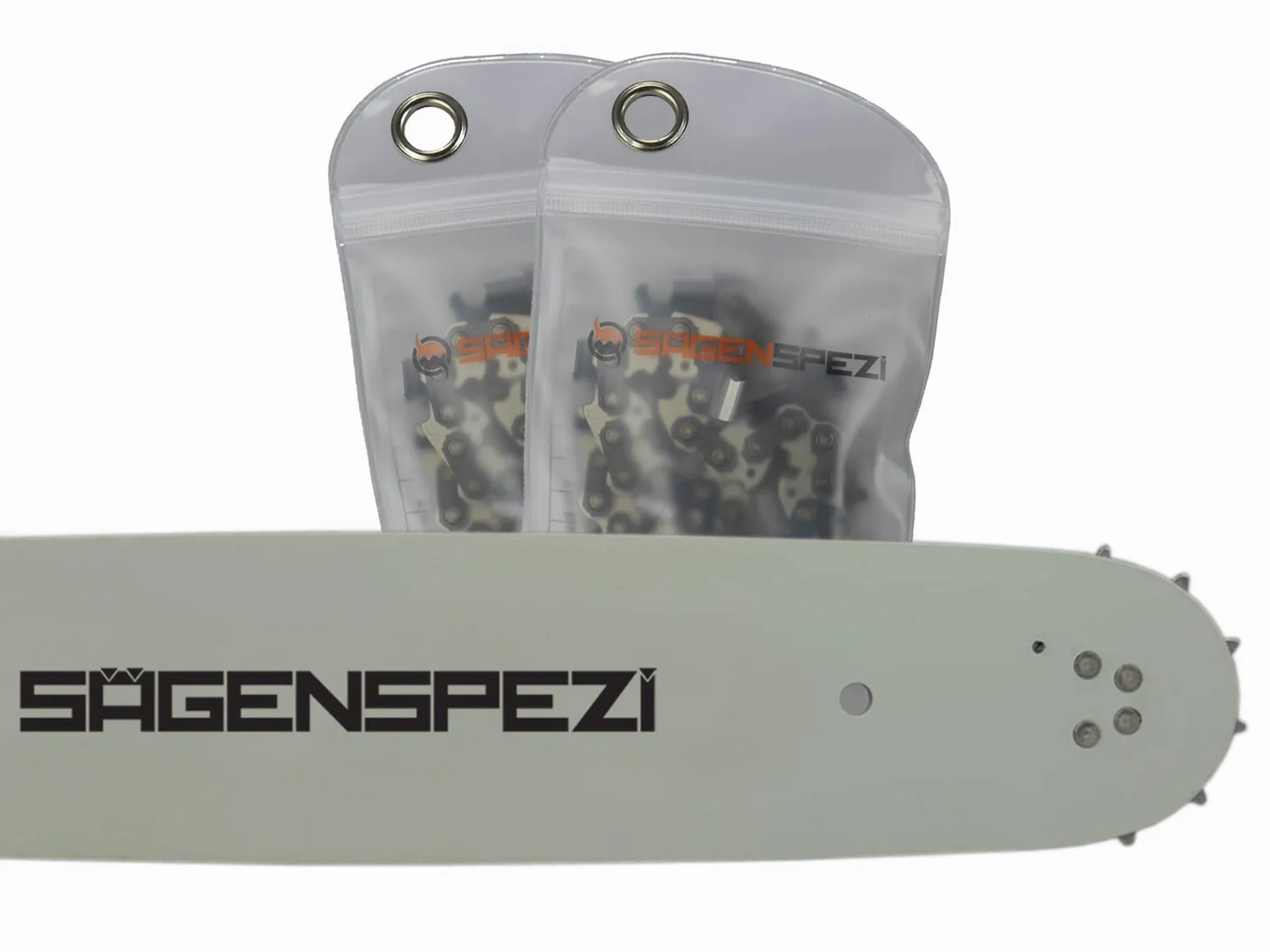 Guide de tronçonneuse Sägenspezi 38cm .325" 64 maillons 1,3mm et 2 chaînes Sägenspezi à gouge carrée pour Dolmar PS420