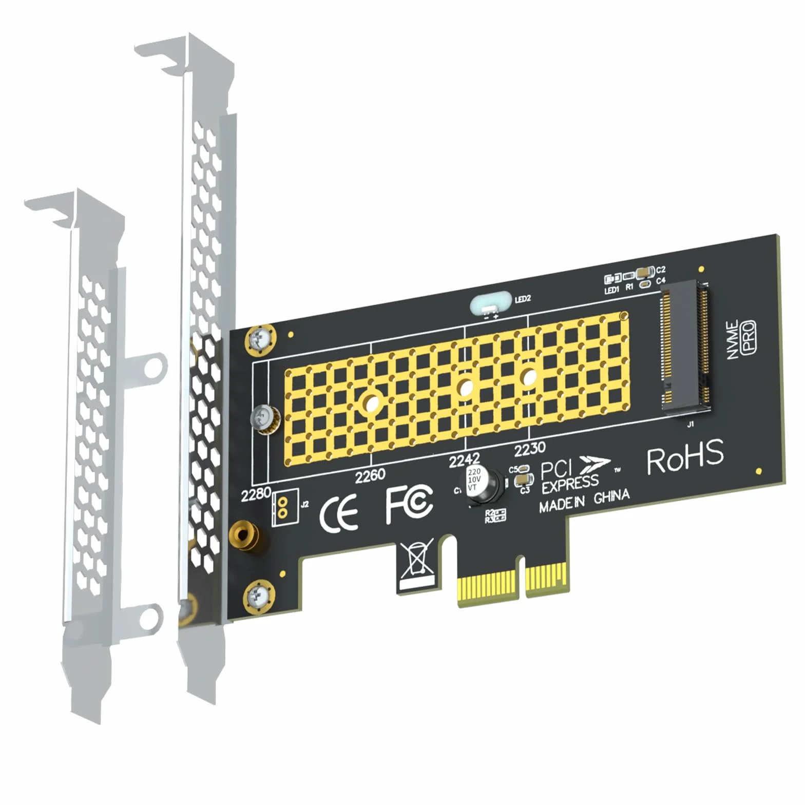 GLOTRENDS PA09-X1 Adaptateur M.2 NVMe vers PCIe X1 pour SSD 2230/2242/2260/2280